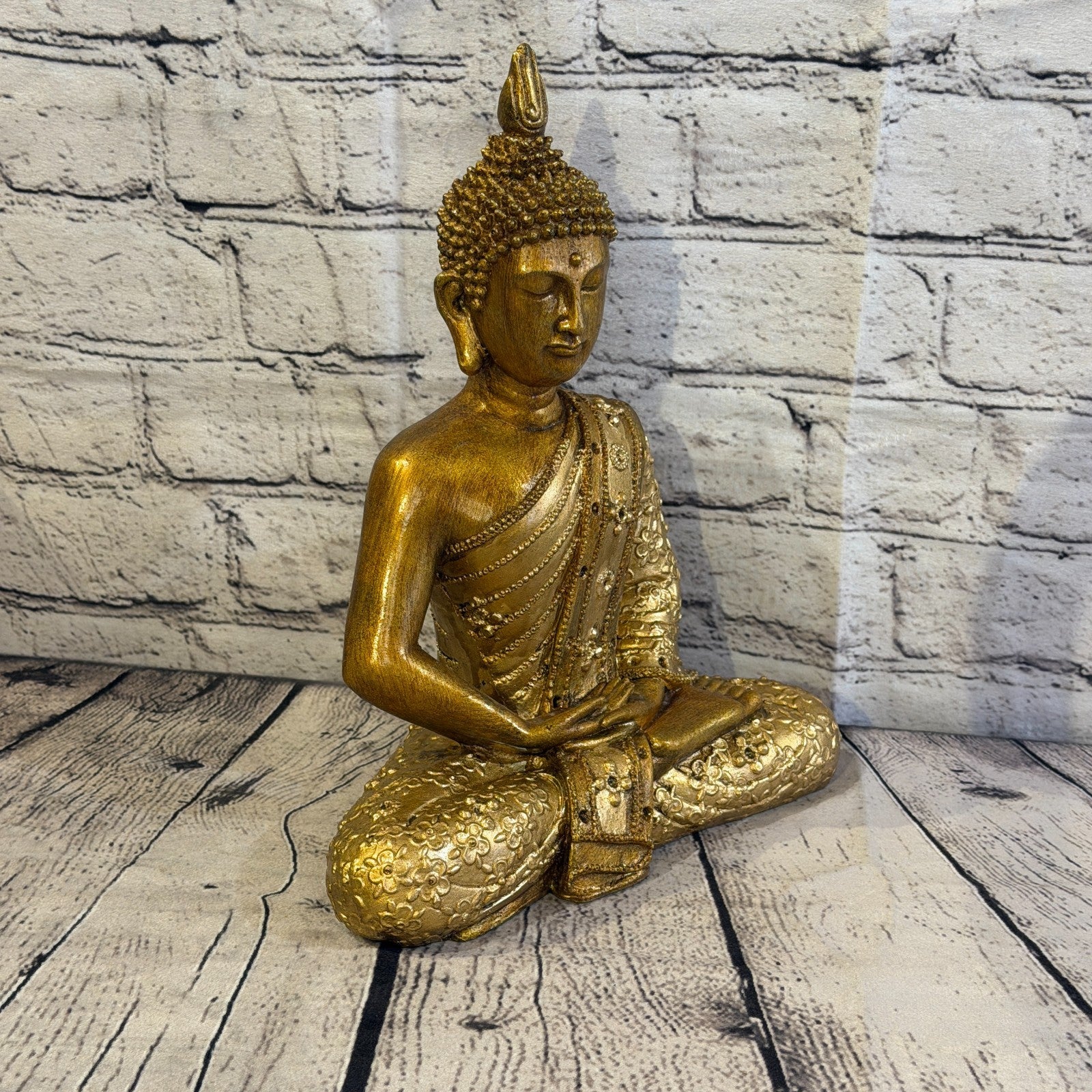 Bronze & Bronze 30cm x 20cm Large Thai Spike Buddha Sitting Statue Resin Hindu2