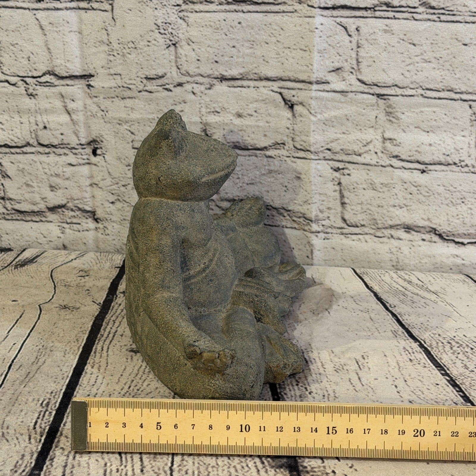 Sitting Frog Meditative Stone Garden 25cm x 15cm Ornament Indoor Statue Hindu7
