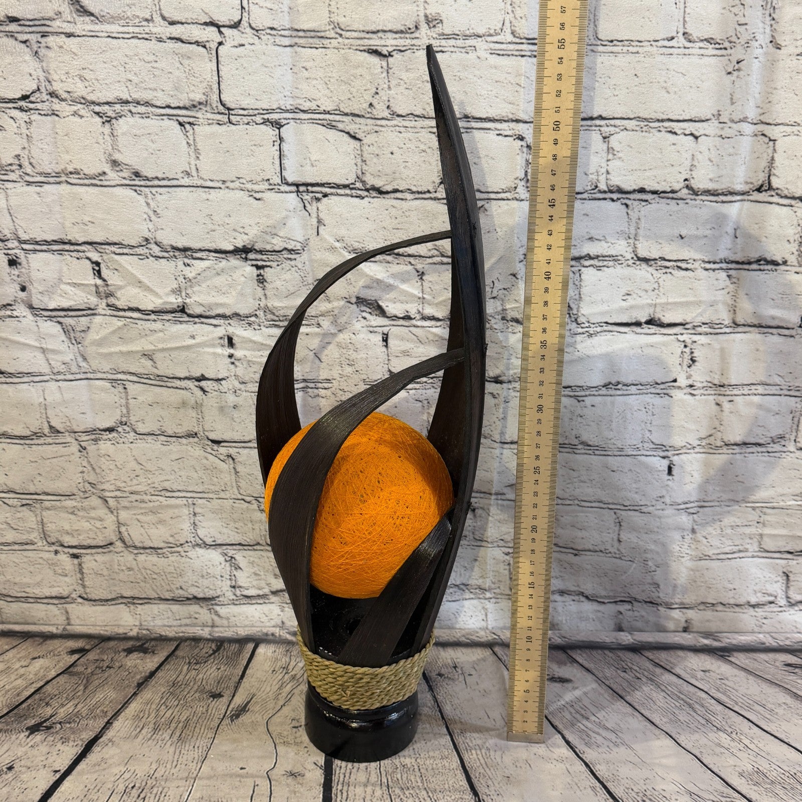 Orange Light Brown Natural 55cm Tall Leaf Lamp Twist LED UK Mains Plug Design 35