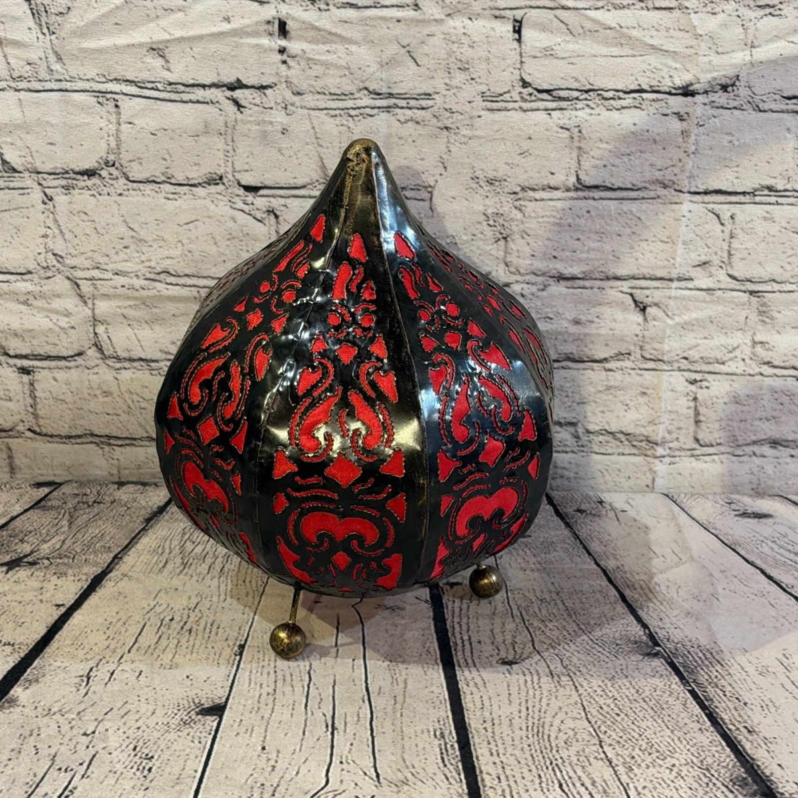 30cm x 20cm Metal Fabric Red Moroccan Style Tall Lamp Twist LED UK Mains Plug1