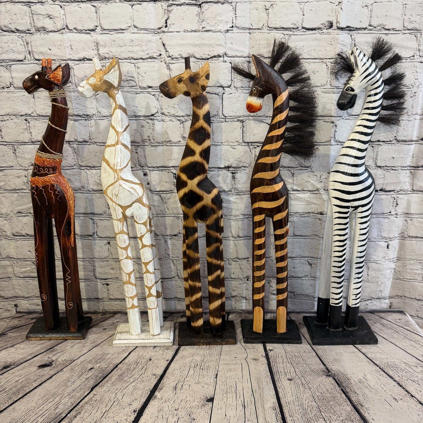 100cm Painted Wooden Horse Standing Single Carved Solid Wood Zebra Handmade9