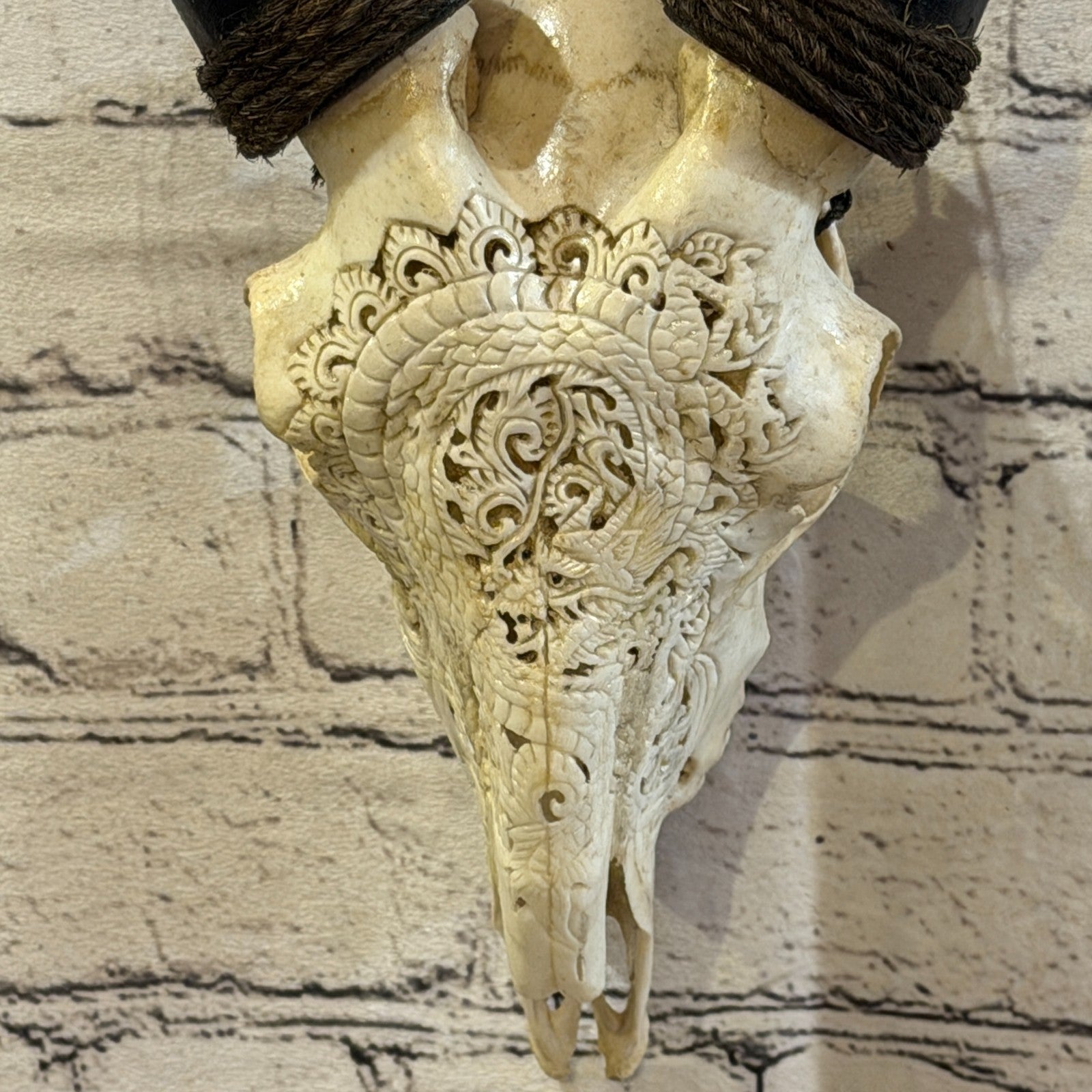 30cm Carved Buffalo Ram Wild Replica Skulls Wall Hanging Carved Stand Design 43