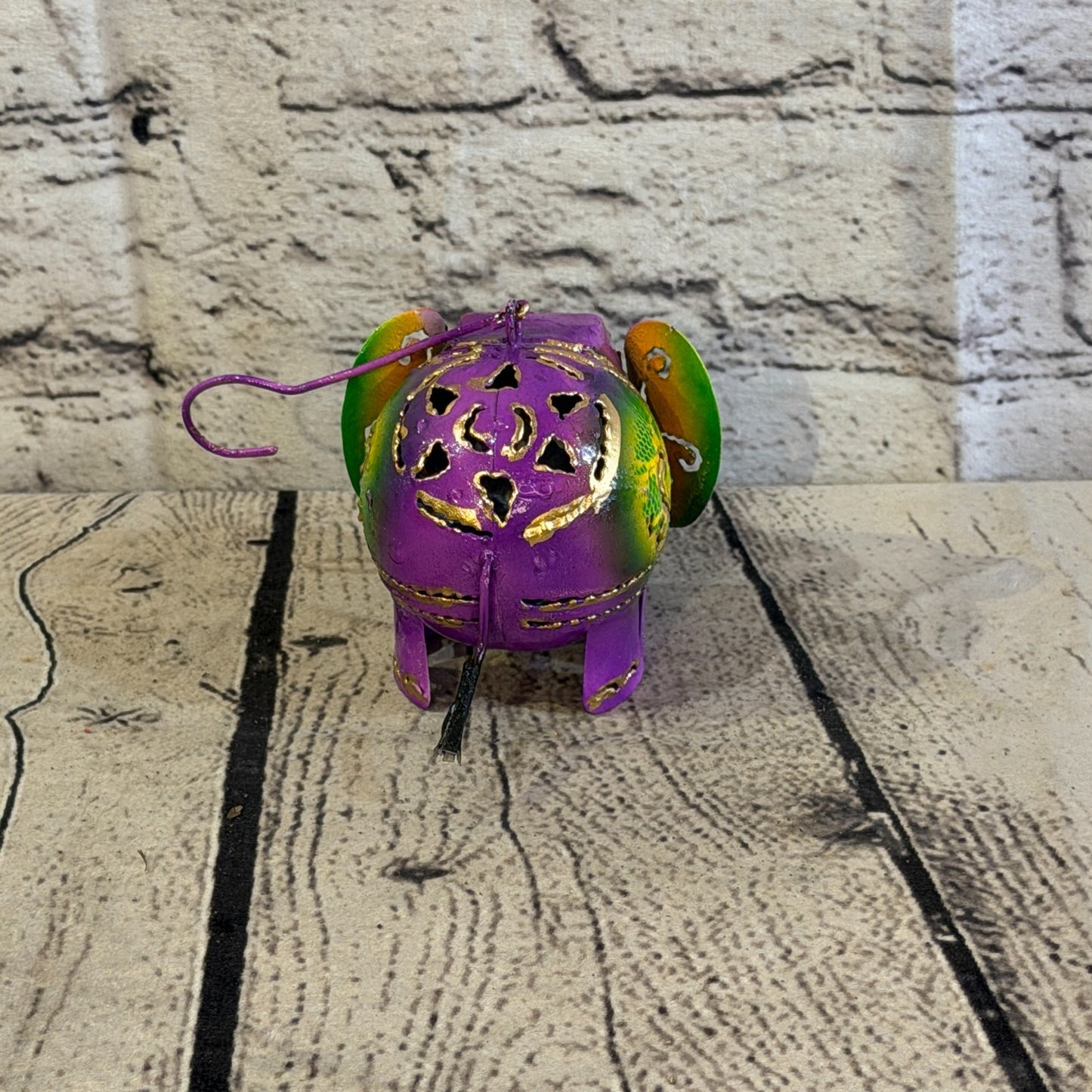 8cm x 10cm Elephant Candle Holder Hanging Purple Metal Tin Ornament Statue4