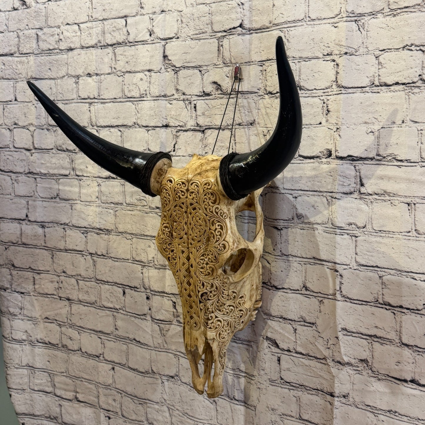 50cm Carved Buffalo Ram Wild Replica Skulls Wall Hanging Carved Design 61