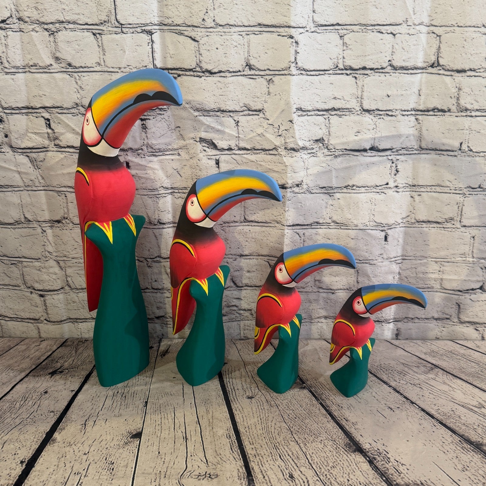 20cm Dark Red Toucan Bird Ornament Statue Fair Trade Hand Made Carved Wood9
