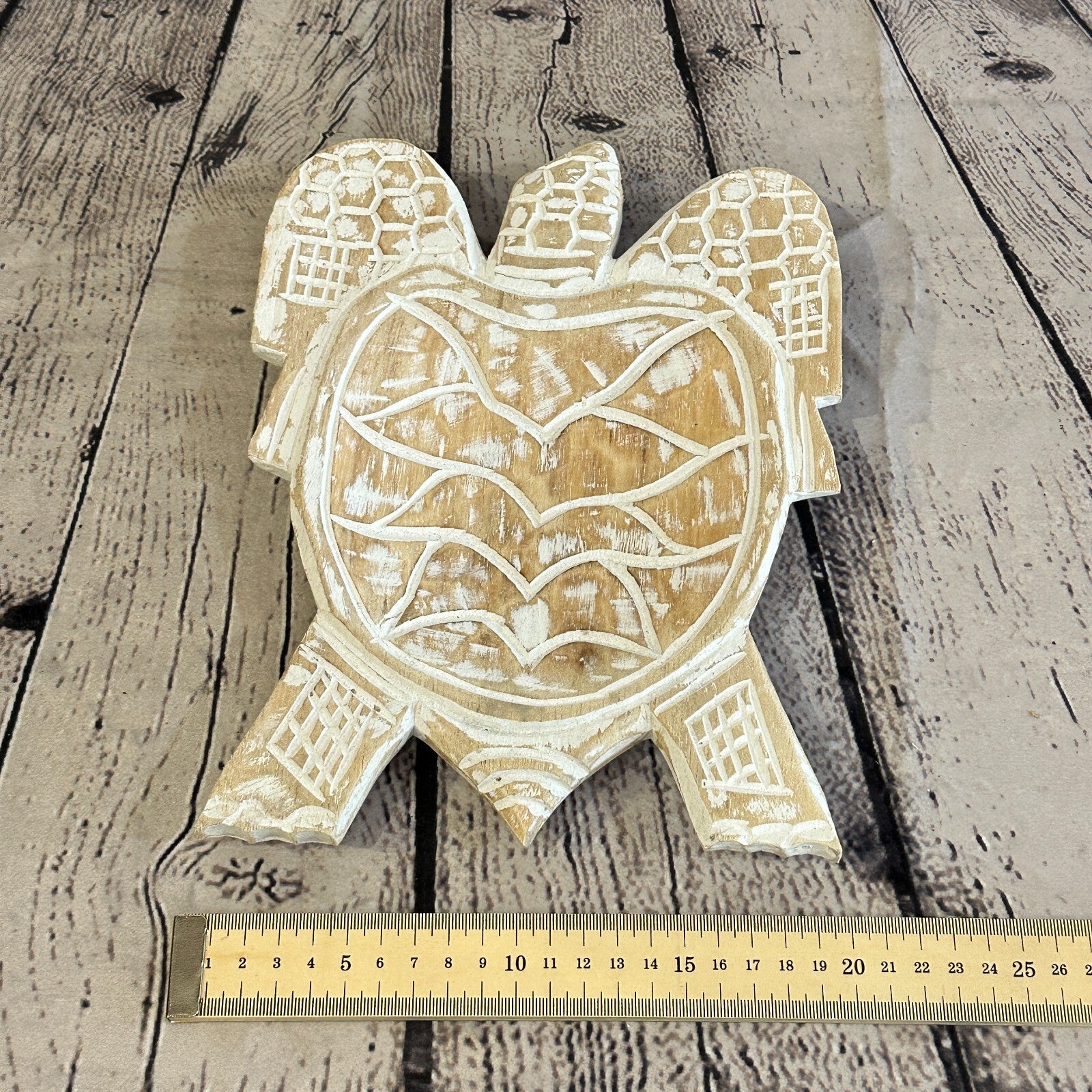 25cm Cream Sea Turtle Bowl Trinket Dish Decoration Designer Mask Wooden Handmade4