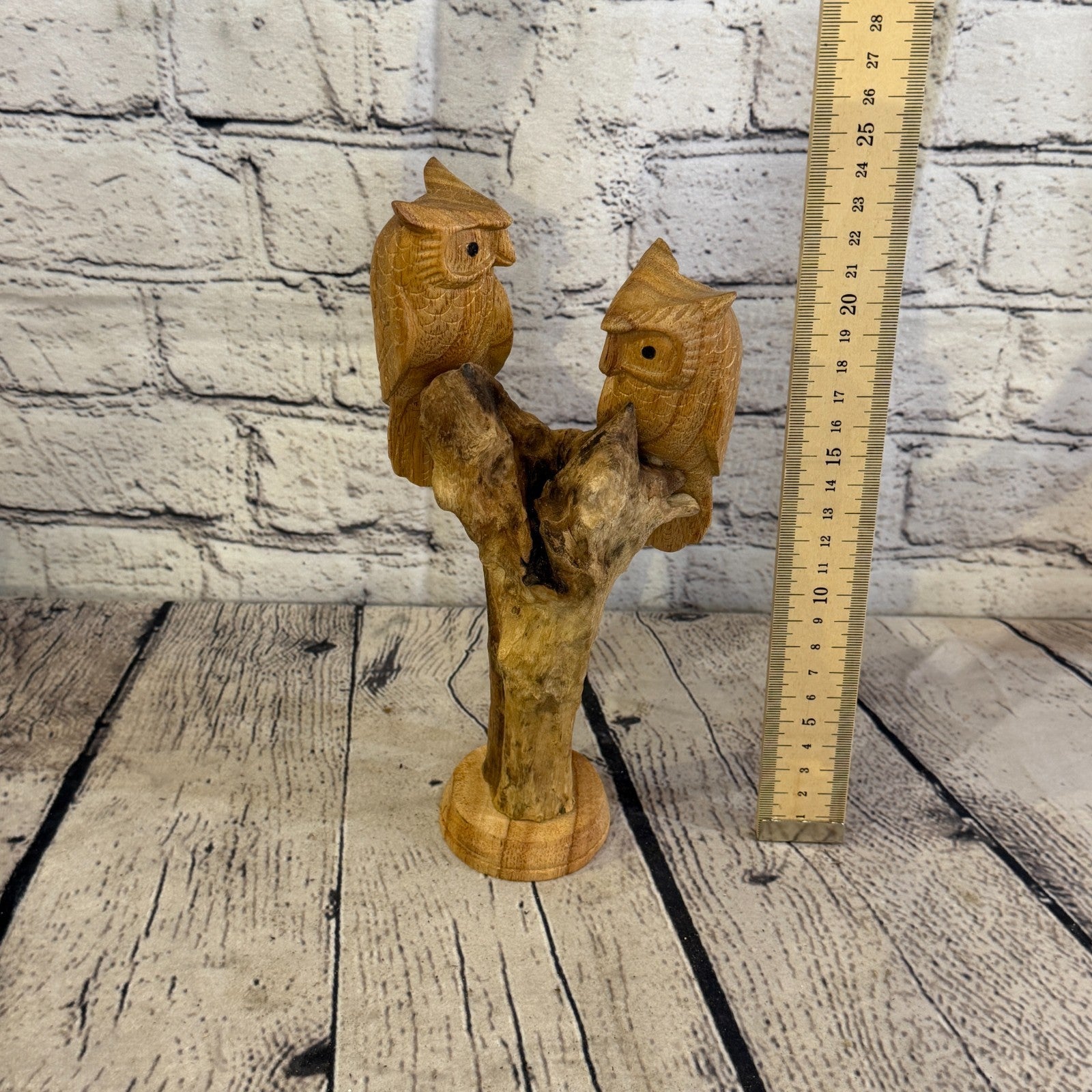 25cm Double Owl Mushroom Parasite Ornament Natural Carving Fair trade Wooden6