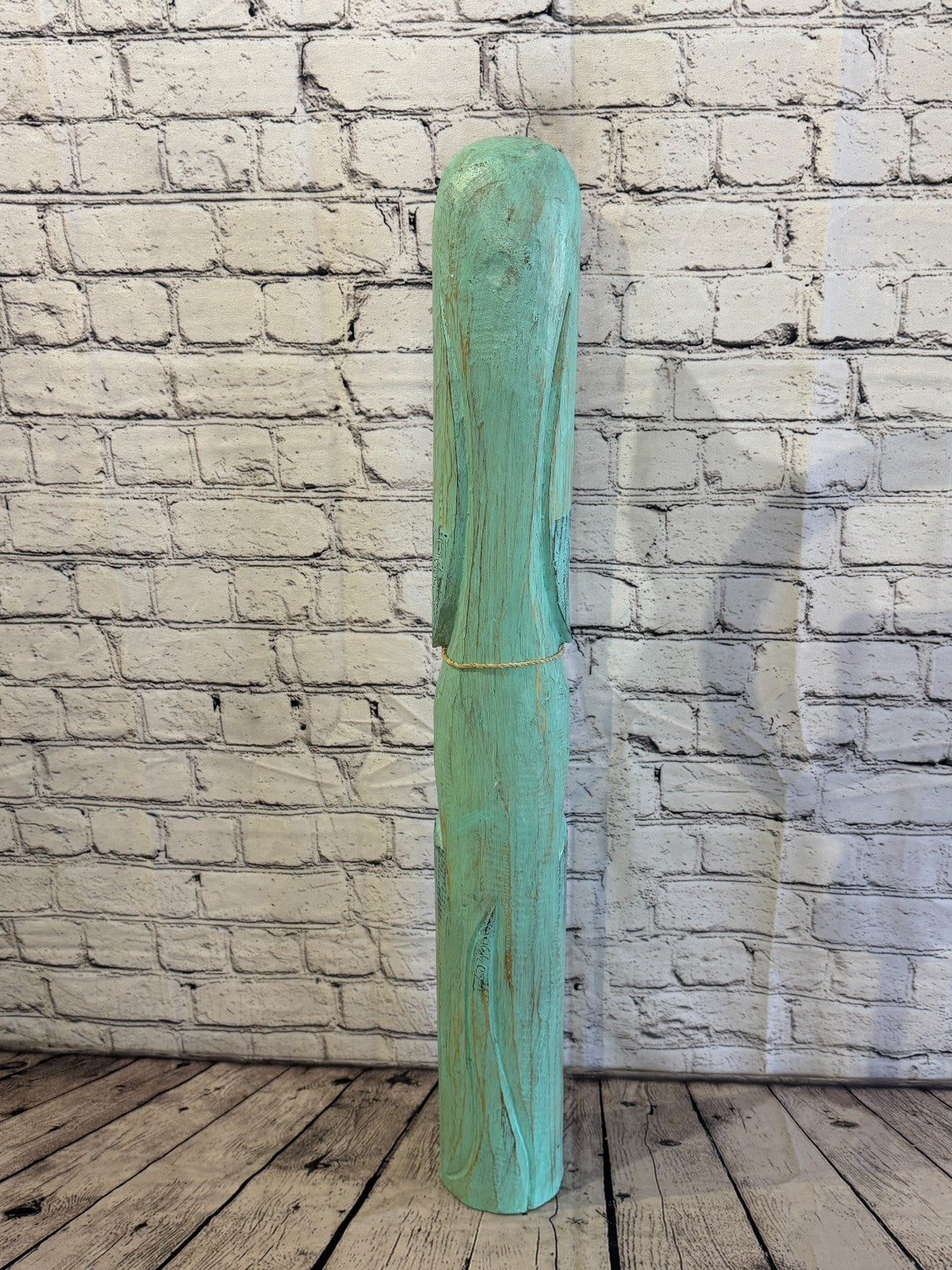 80cm Green Teal Wooden Shabby Dog Statue Ornament Fair Trade Handcarved4