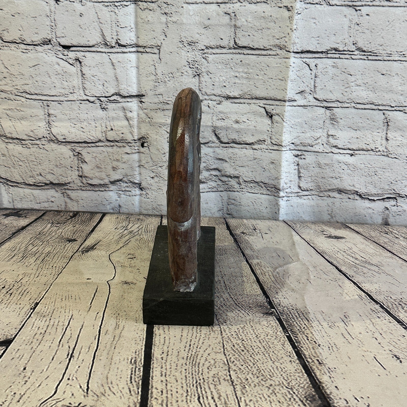 22cm x 20cm  Wooden Tribal Primitive Black Cat Stand Sculpture Statue Art3