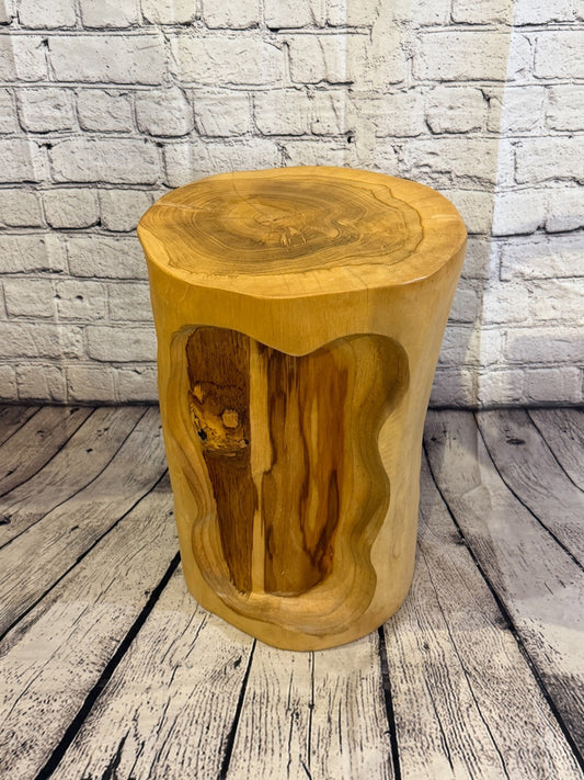 45cm x 30cm Round Teak Root Table Hand Carved Solid Wood Side Stool Stand Rustic0