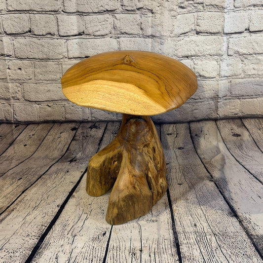 35cm x 25cm Dome Wooden Mushroom Toadstool Sculpture Garden Teak Root Ornament0