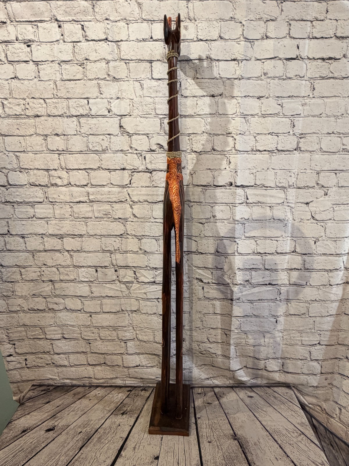 120cm Brown Wooden Giraffe Standing Single Carved Solid Wood Giraffe Handmade4