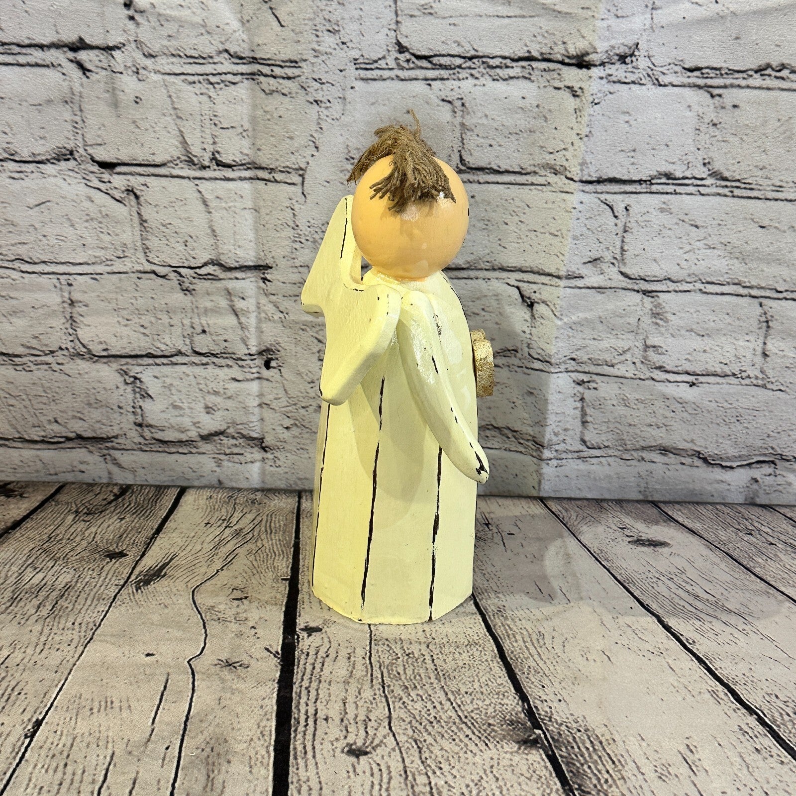 25cm x10cm White Cream Angel Gold Heart Handcrafted Wood Xmas Christmas Ornament3