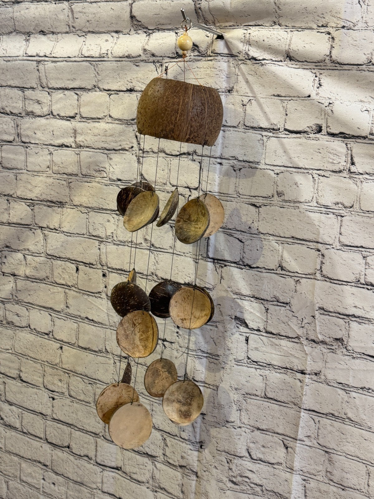 Coconut Shell Bamboo Windchime Plain 60cm Garden Gift Summer Handmade Chimes1