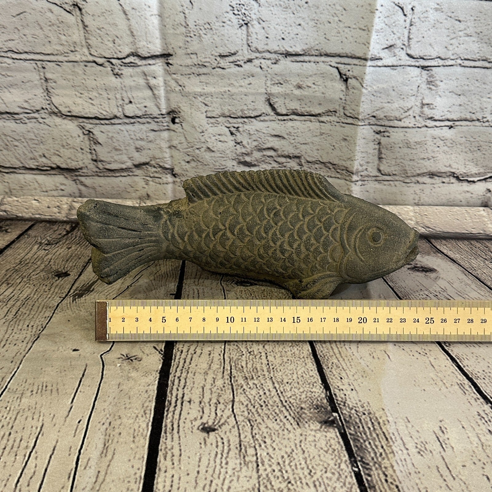 Koi Fish Carp Stone Garden 25cm x 10cm Ornament Outdoor Indoor Statue Hindu8