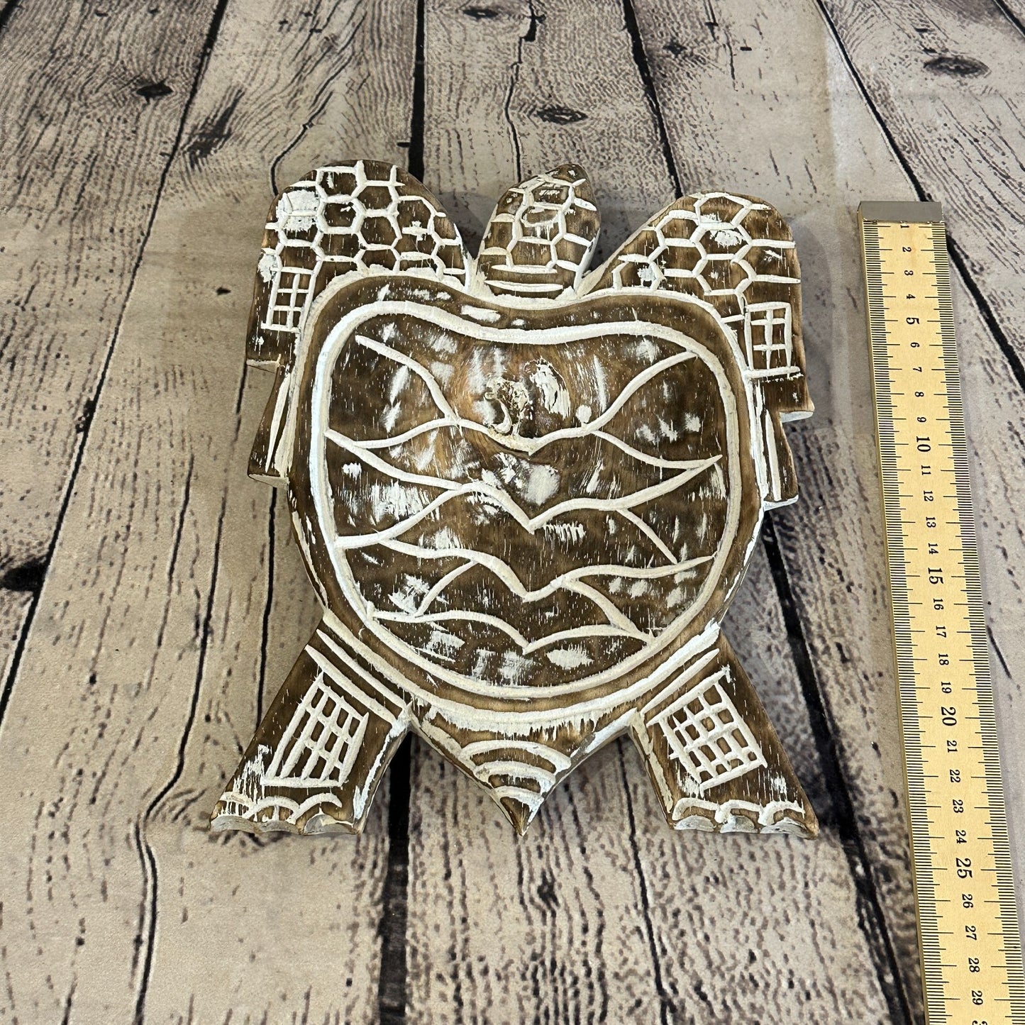 25cm Brown Sea Turtle Bowl Trinket Dish Decoration Designer Mask Wooden Handmade5