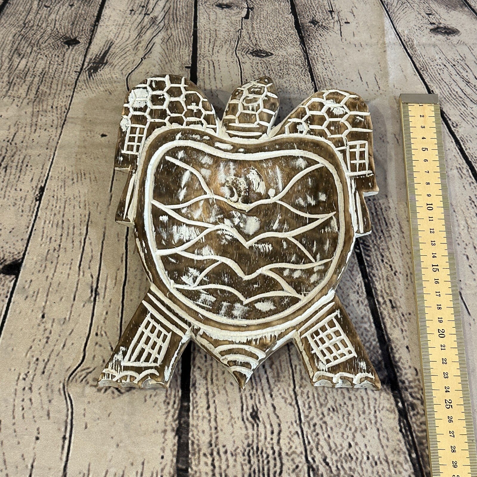 25cm Brown Sea Turtle Bowl Trinket Dish Decoration Designer Mask Wooden Handmade5