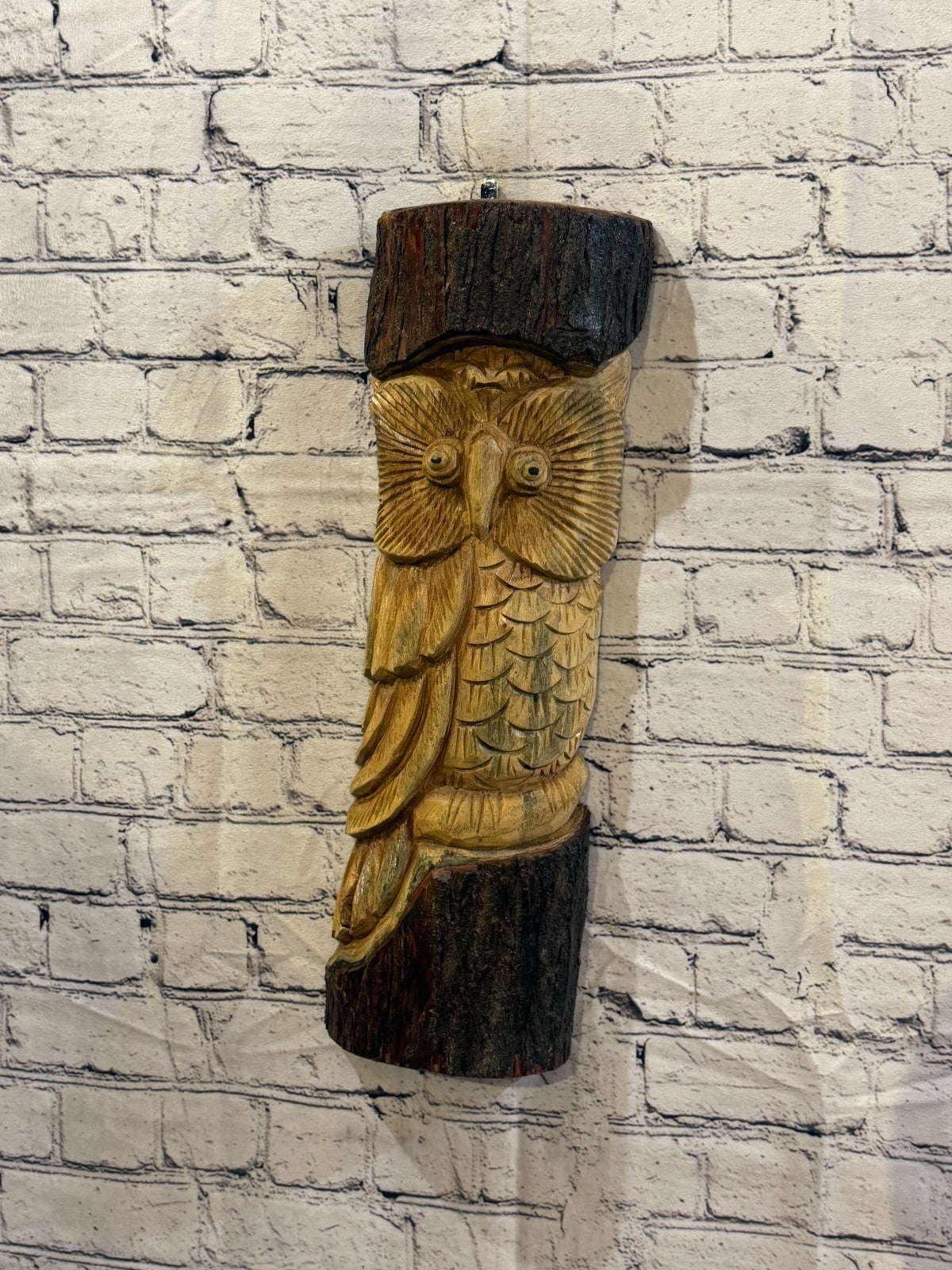 Owl Of The Woods 50cm Hand Carved Wizard Tree Trunk Wood Fairtrade2