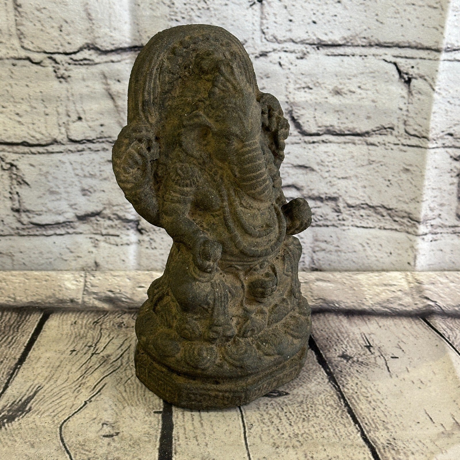 Small Ganahsa Stone Garden 18cm x 10cm Ornament Outdoor Indoor Statue Hindu3