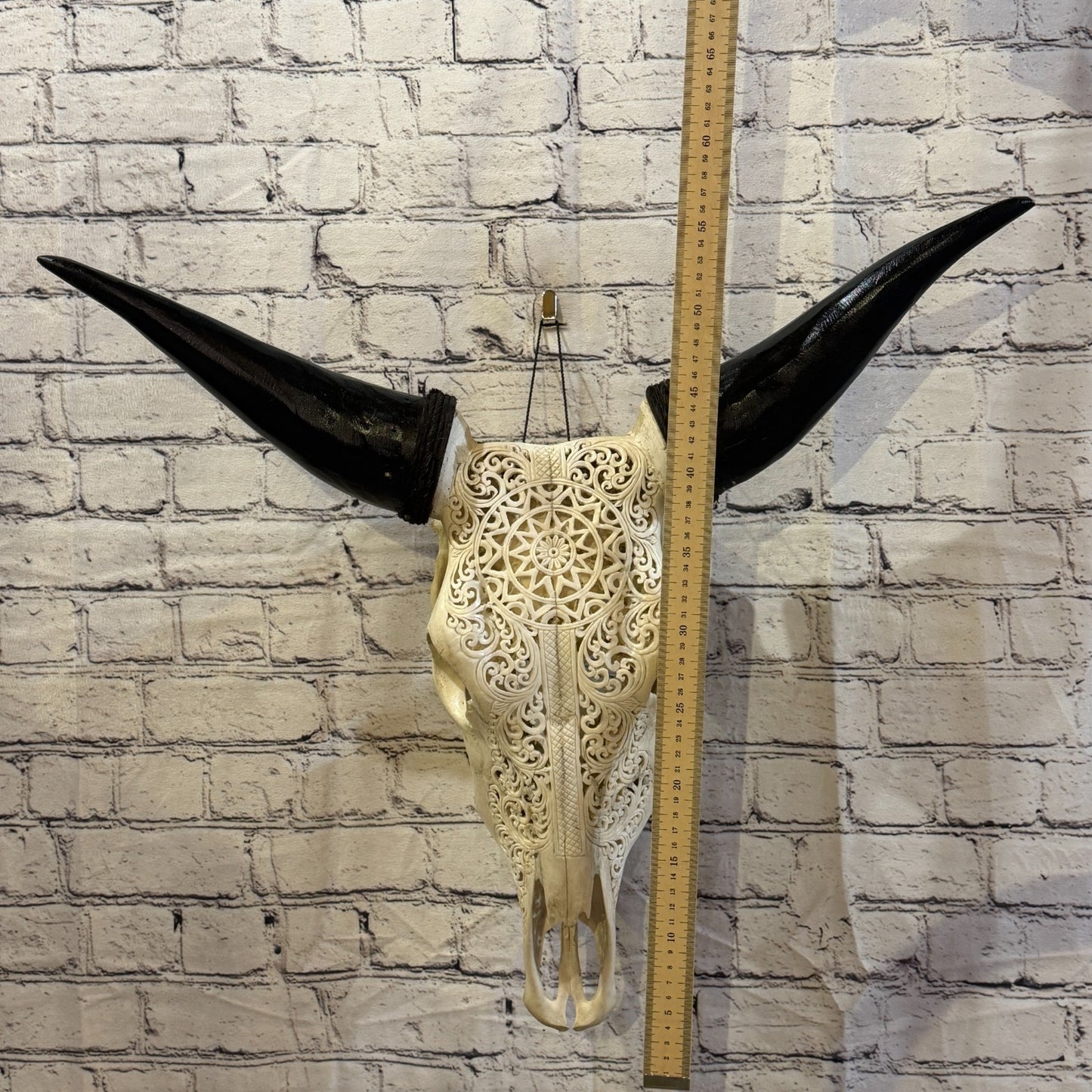 50cm Carved Buffalo Ram Wild Replica Skulls Wall Hanging Carved Design 15
