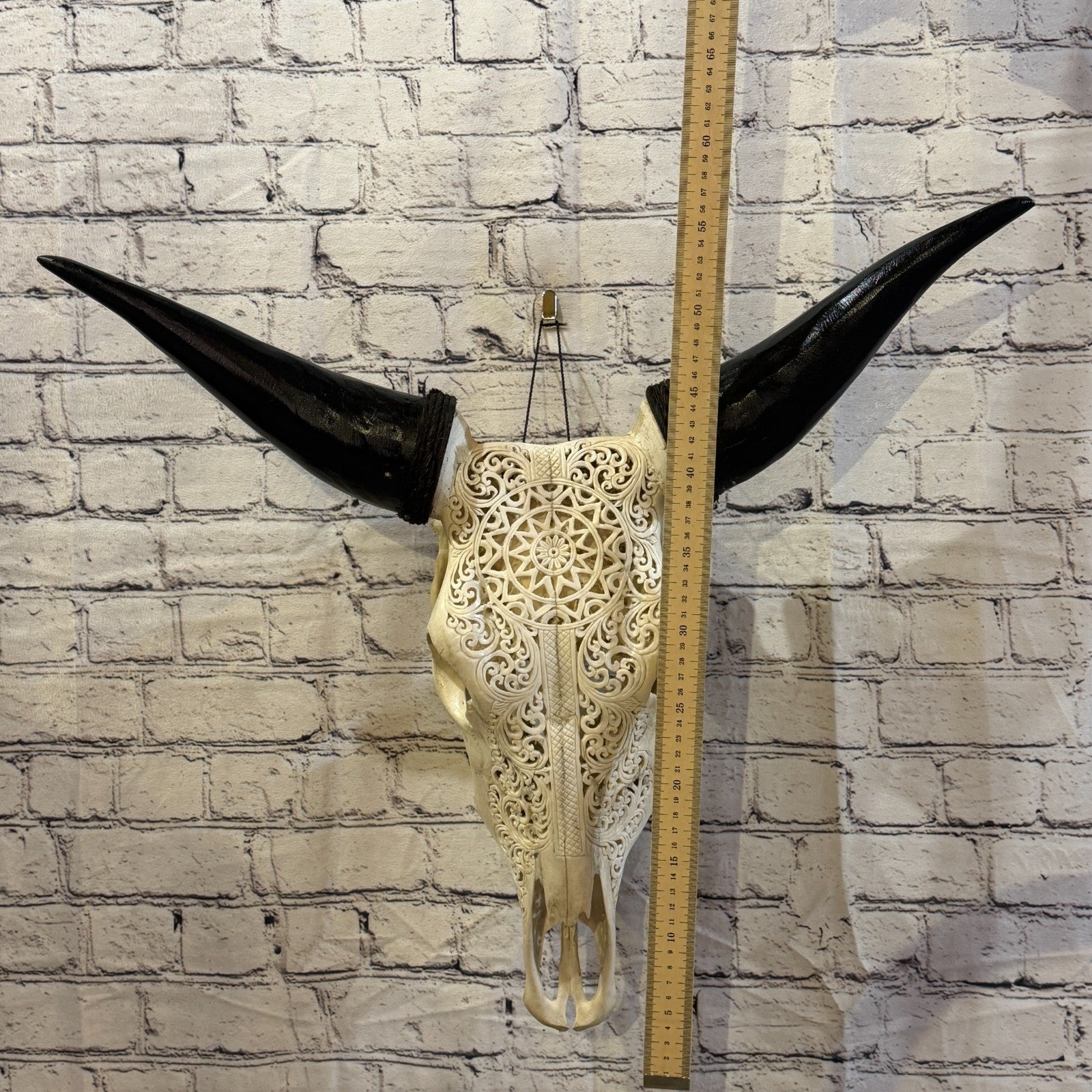 50cm Carved Buffalo Ram Wild Replica Skulls Wall Hanging Carved Design 15