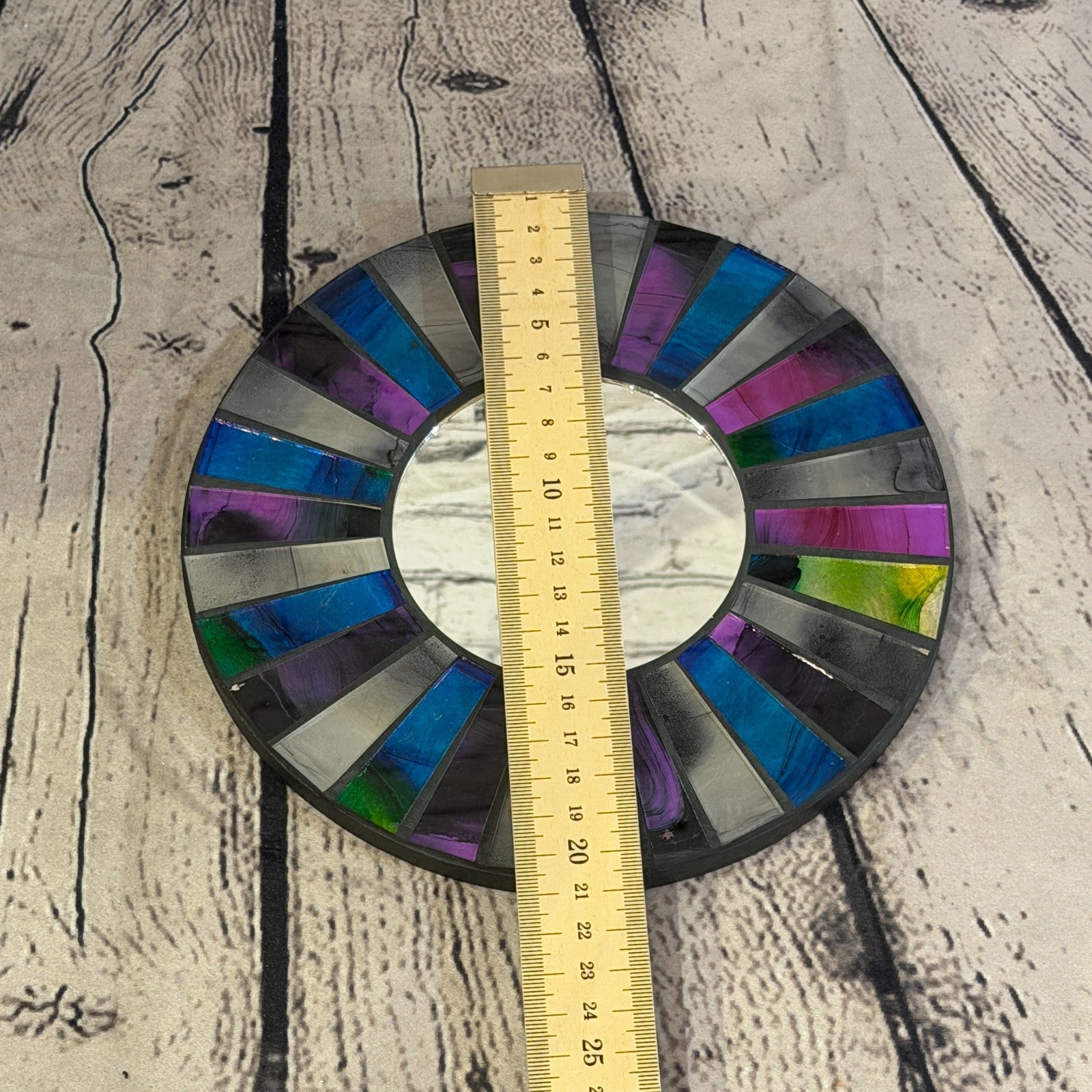 Blue Purple Line Black Mosaic Tile Wall Mirror 20cm x 20cm 8 Inches Handmade4