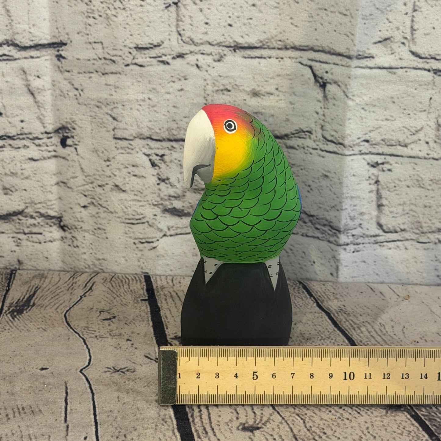 15cm Bright Green Parrot Bird Ornament Statue Fair Trade Hand Made Carved Wood6