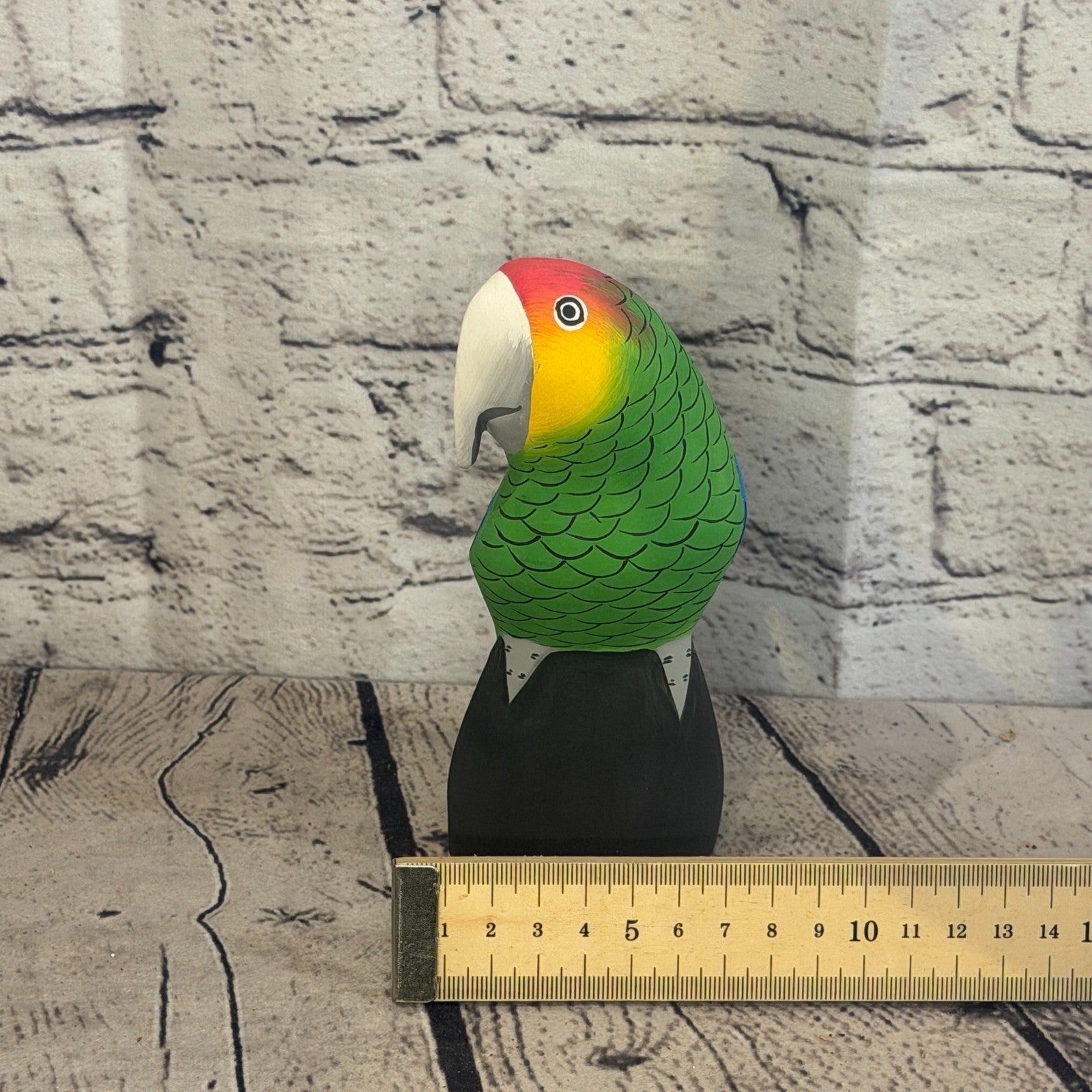 15cm Bright Green Parrot Bird Ornament Statue Fair Trade Hand Made Carved Wood6