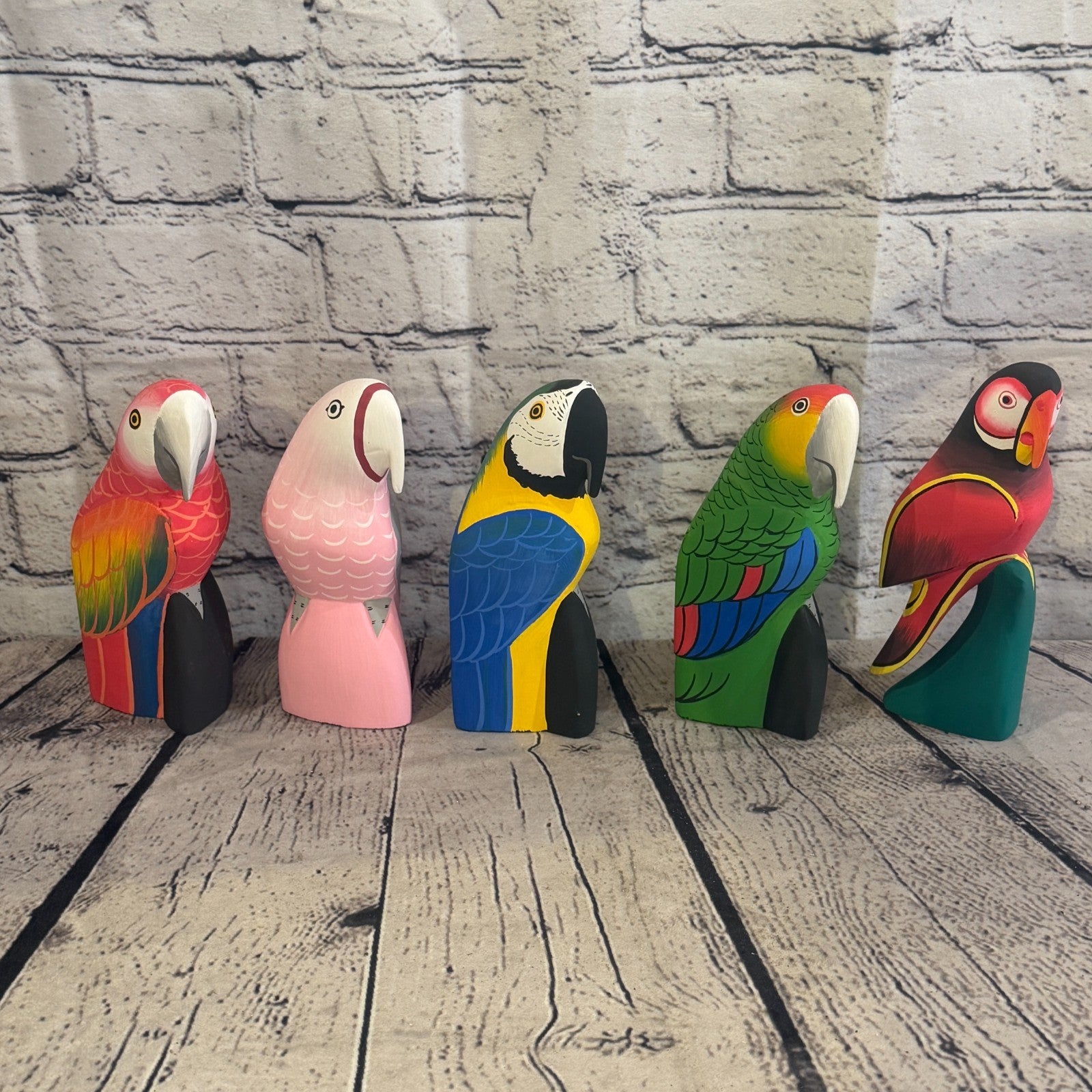 15cm Bright Blue Parrot Bird Ornament Statue Fair Trade Hand Made Carved Wood10
