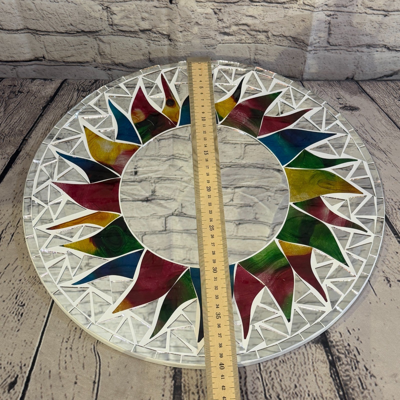 Rainbow White Sun Flame Mosaic Tile Wall Mirror 40cm x 40cm 16 Inches Handmade4