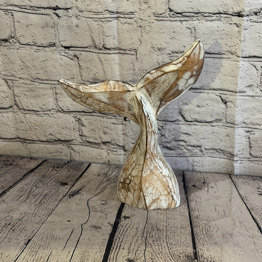 25cm x 25cm Whale Tail Brown Fish Wood Coastal Ocean Bathroom Decoration0