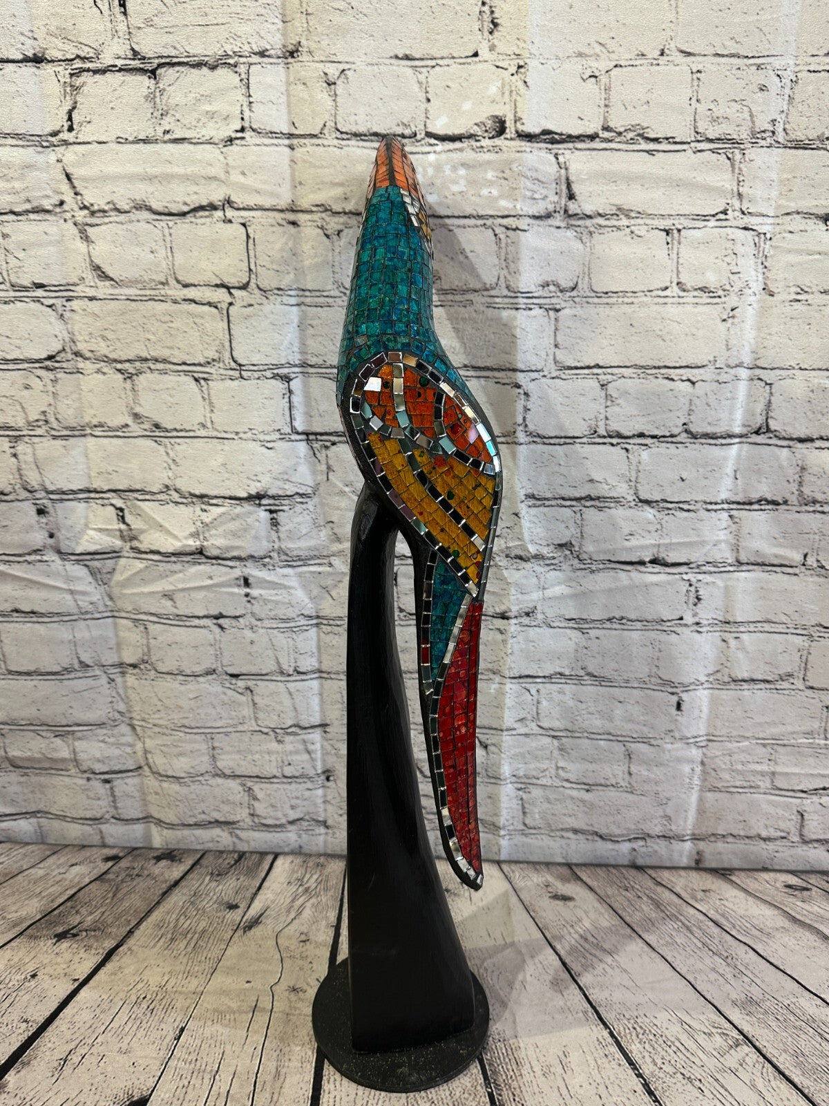 65cm Mosaic Toucan Bird Ornament Statue Fair Trade Handmade Carved Wood Design 34