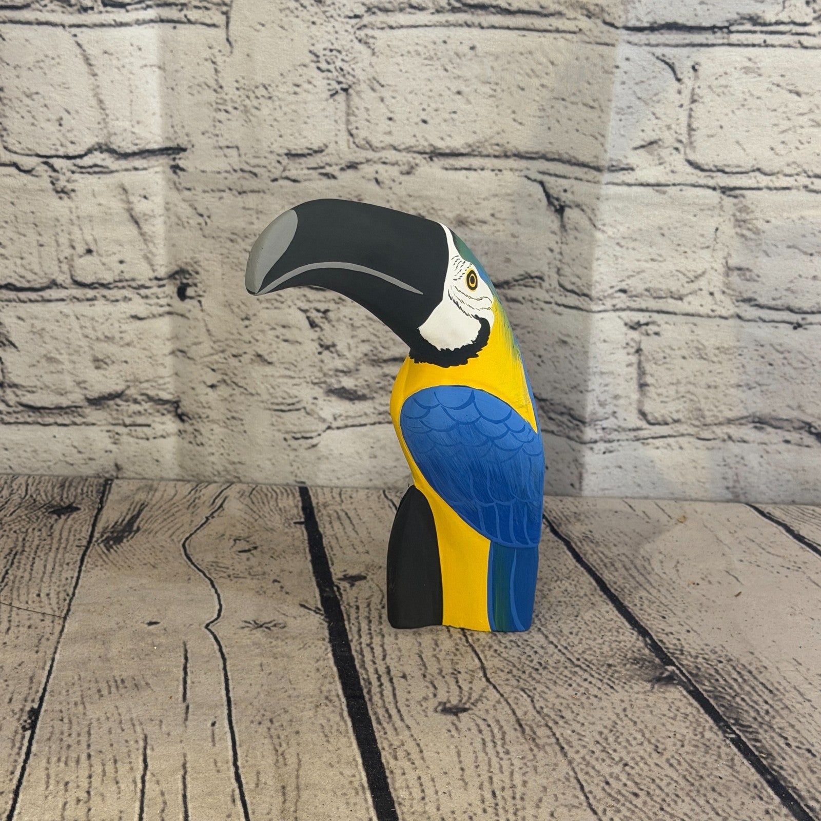15cm Bright Blue Toucan Bird Ornament Statue Fair Trade Hand Made Carved Wood0