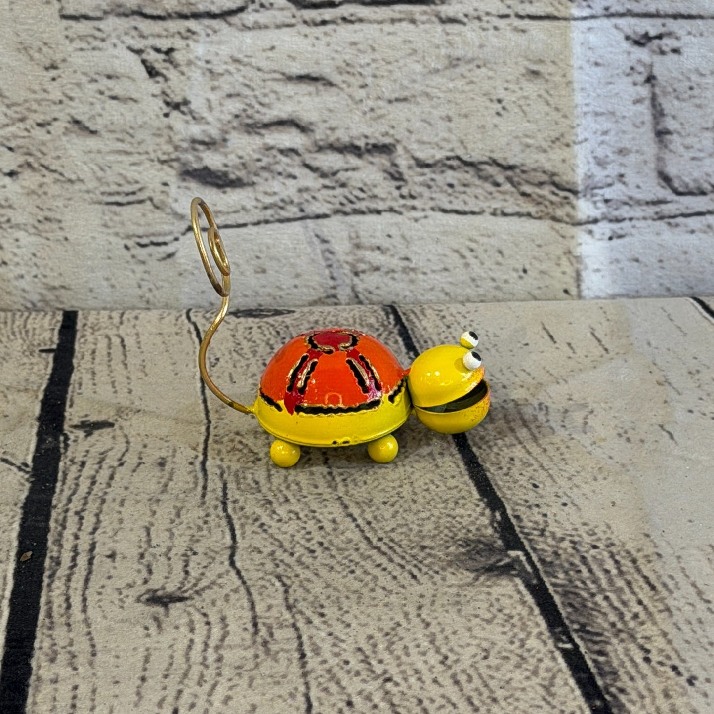 7cm x 7cm Colourful Yellow Tortoise Turtle Metal Tin Standing Ornament Statue3