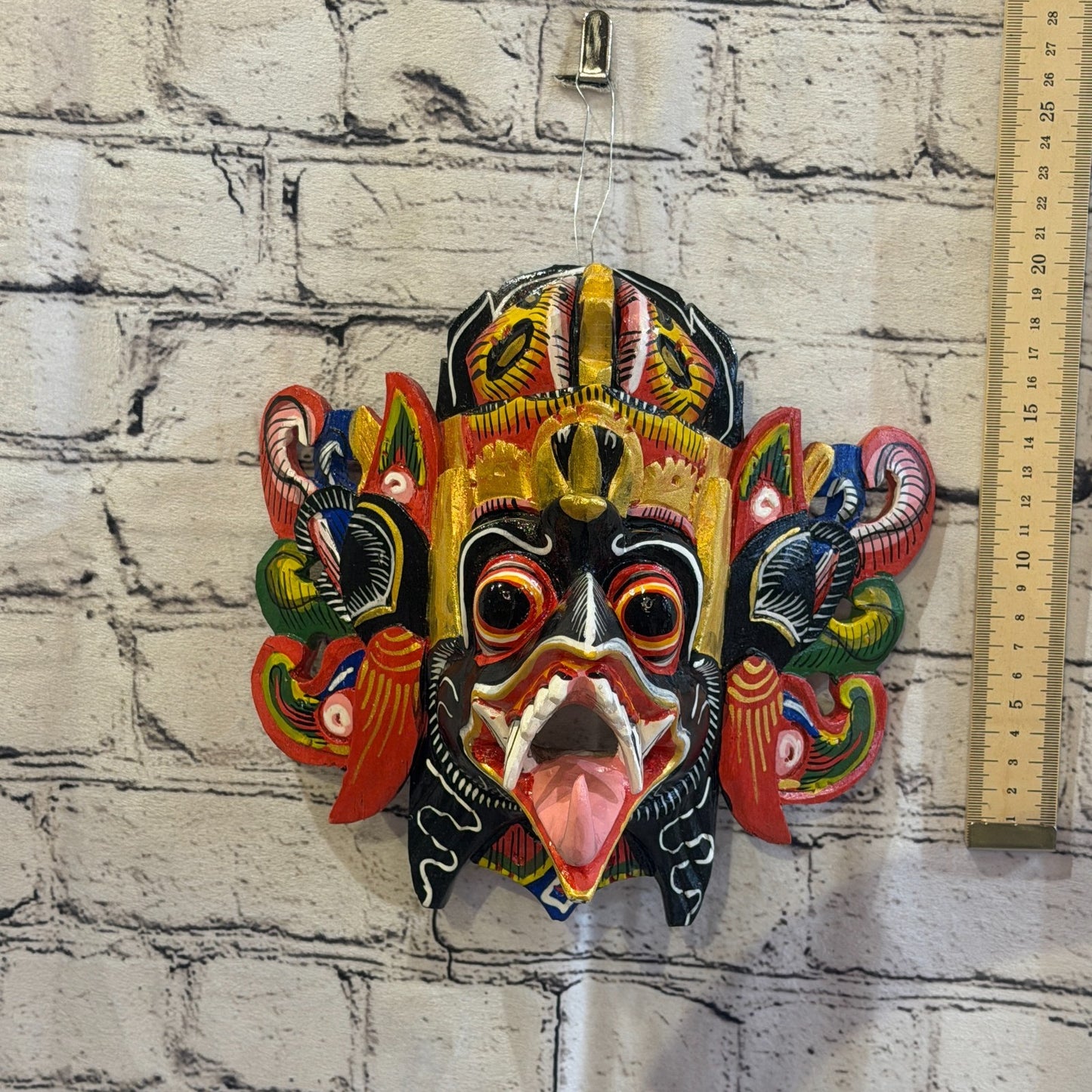 25cm Garuda Crown Black Demon Dragon Hindu Deity Wooden Hand Carved Mask Painted5