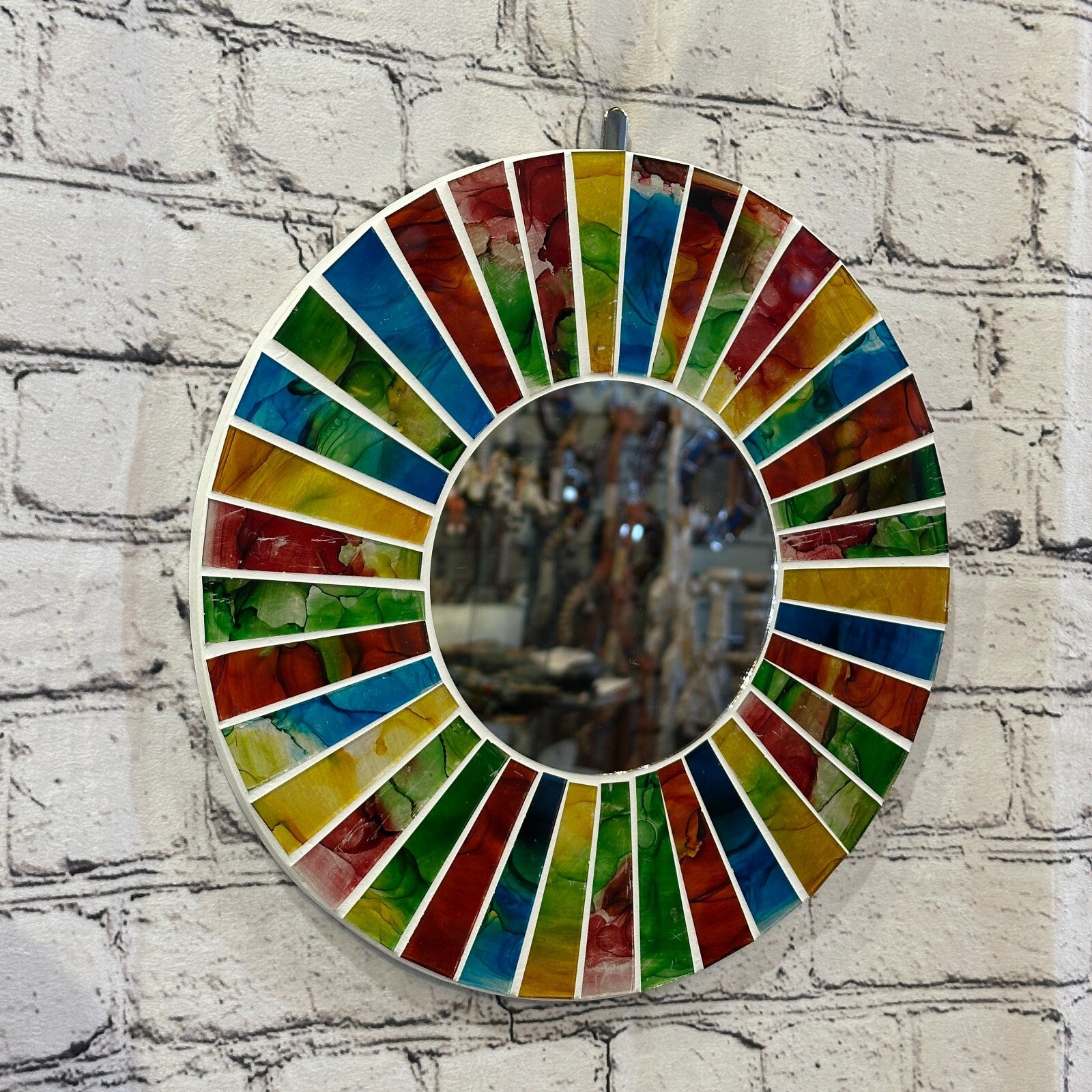 Rainbow White Line Mosaic Tile Wall Mirror 30cm x 30cm 12 Inches Handmade New0