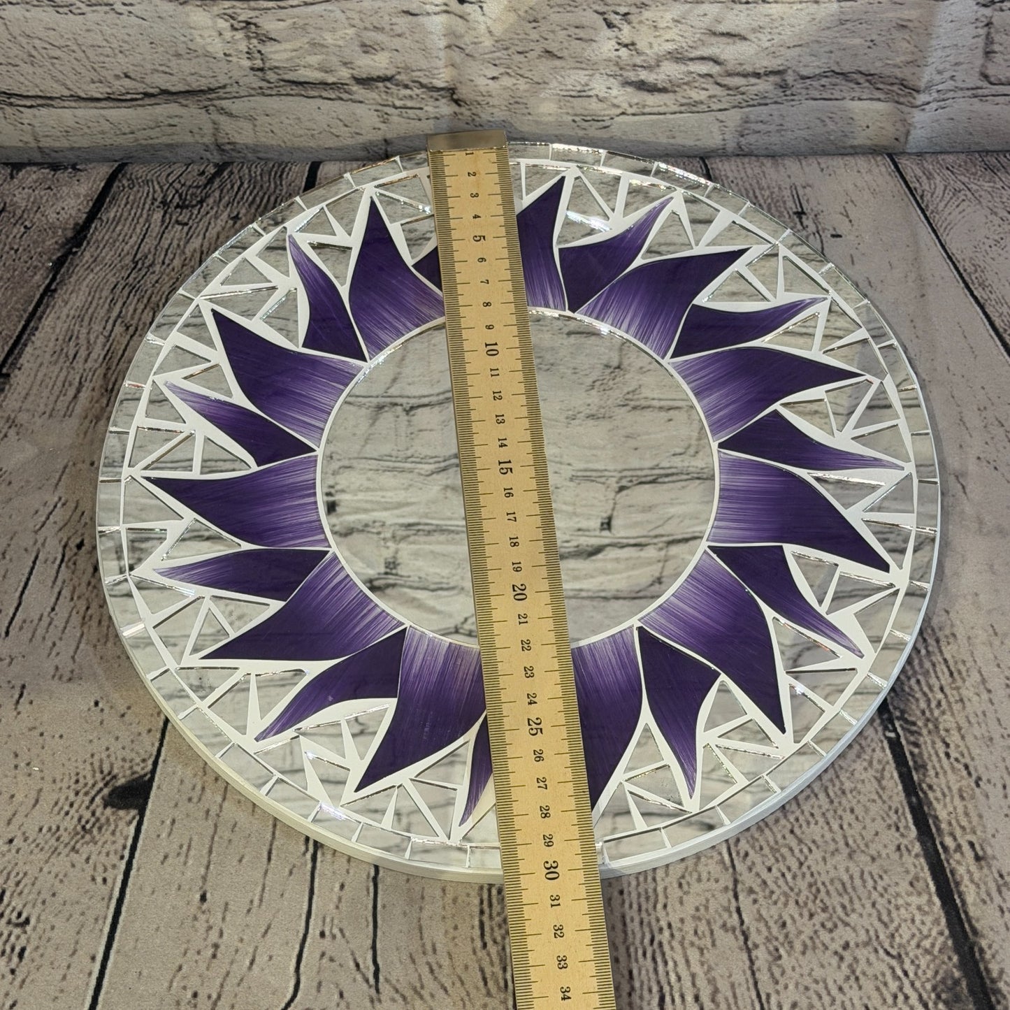 Purple Sun Flame Mosaic Tile Wall Mirror 30cm x 30cm 12 Inches Handmade4