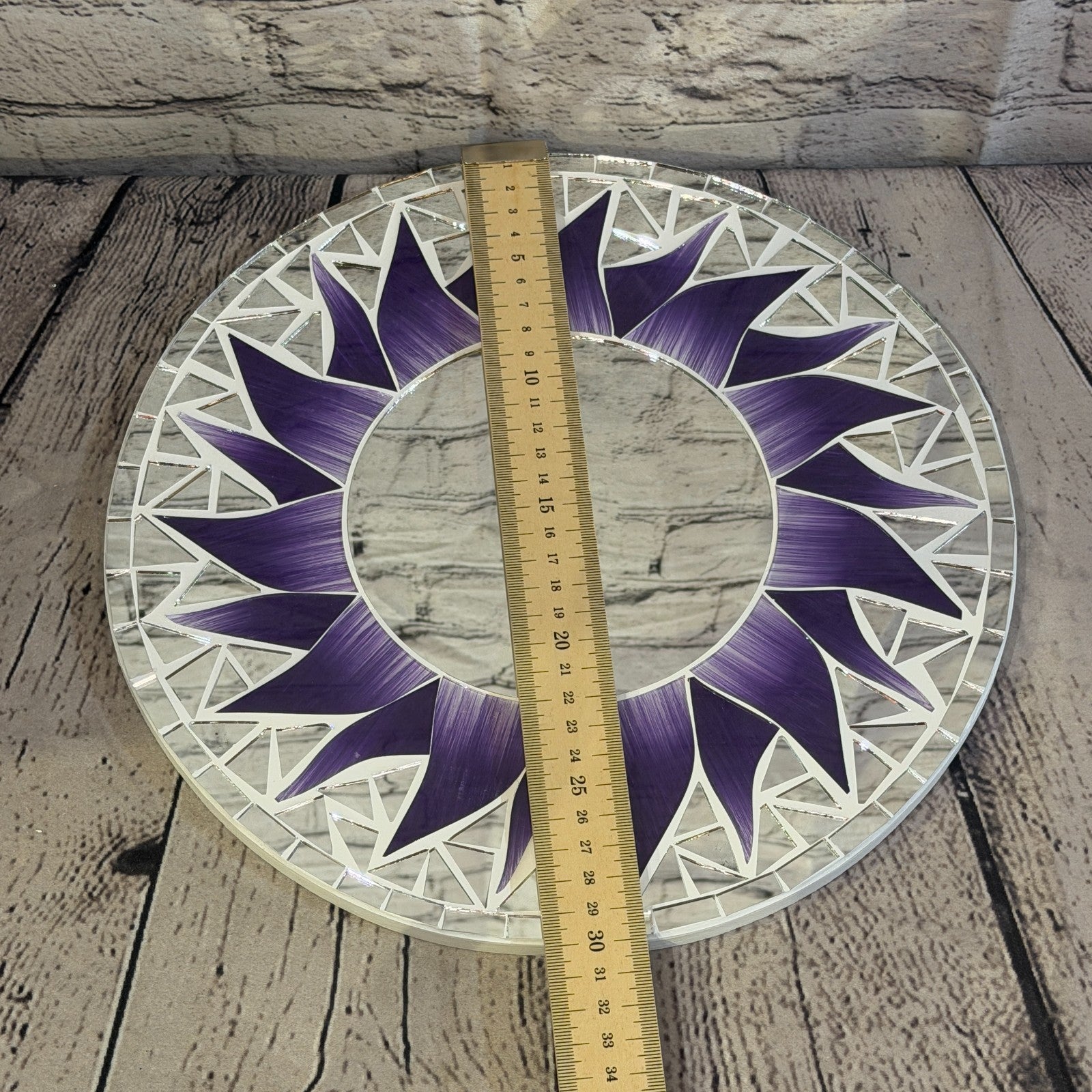 Purple Sun Flame Mosaic Tile Wall Mirror 30cm x 30cm 12 Inches Handmade4