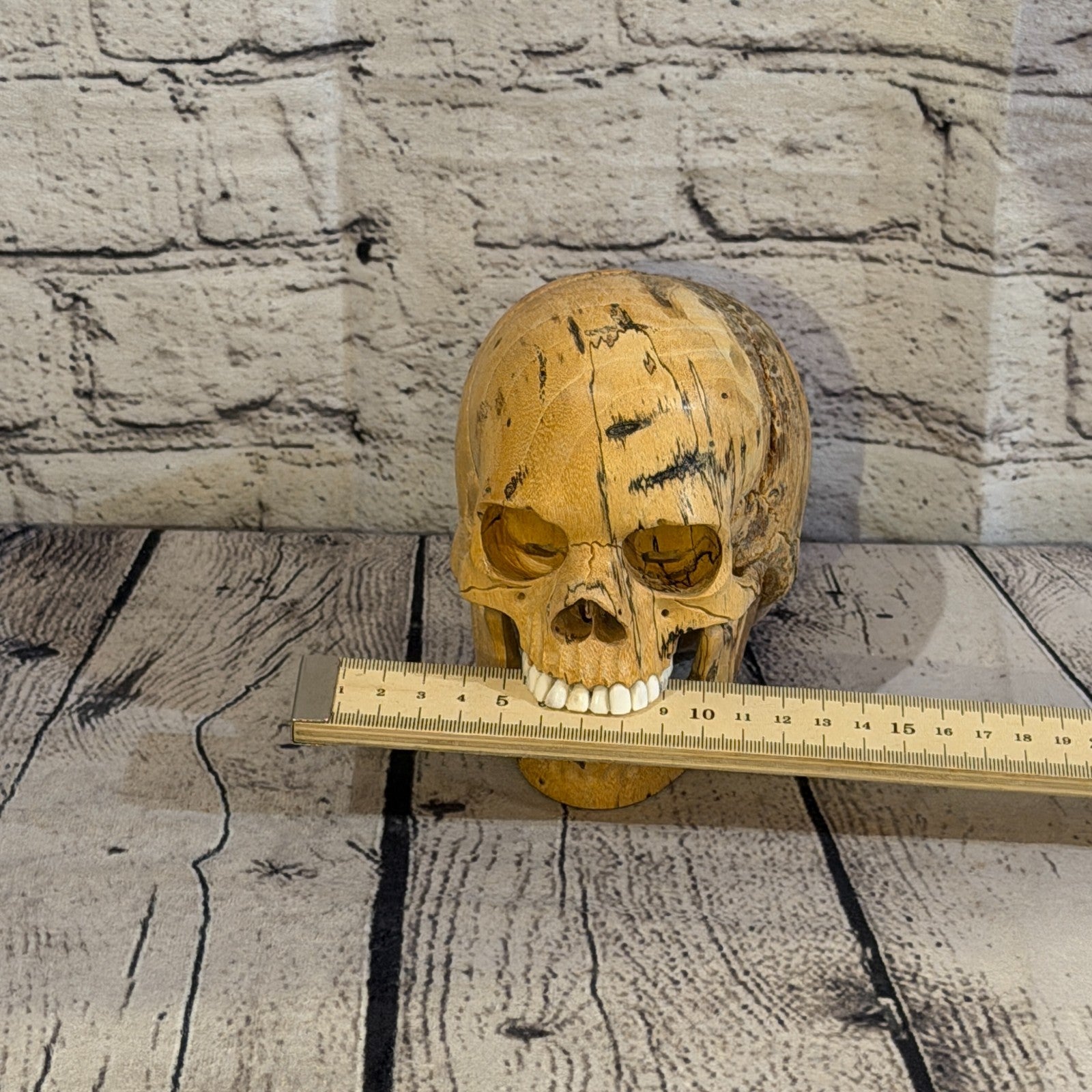 12cm x 12cm Realistic Human Skull Tamarind Wood Replica Moving Jaw Skeleton Head8