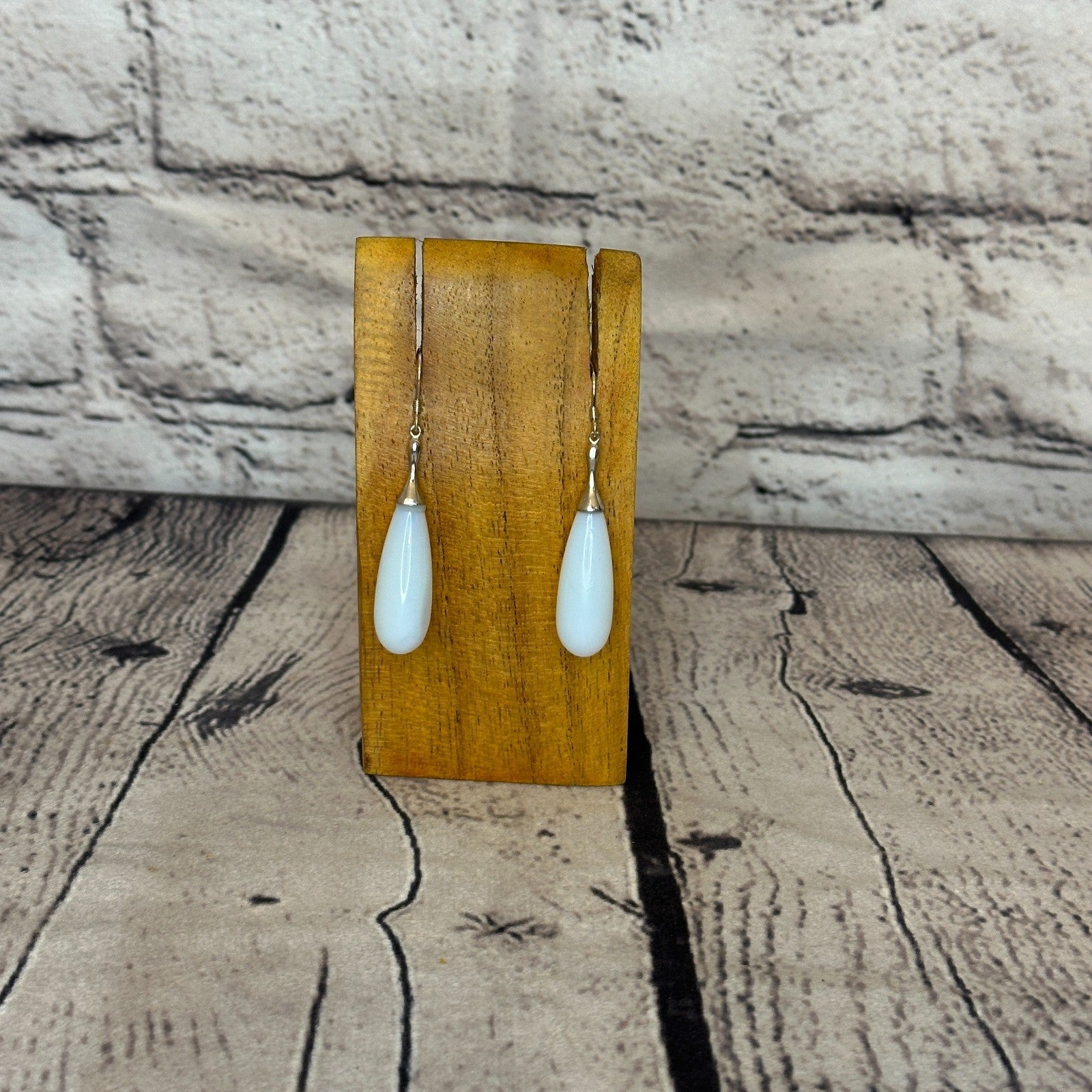Opalite Tear Drop Solid Stone 925 Silver Dangle Drop Earrings Jewellery0
