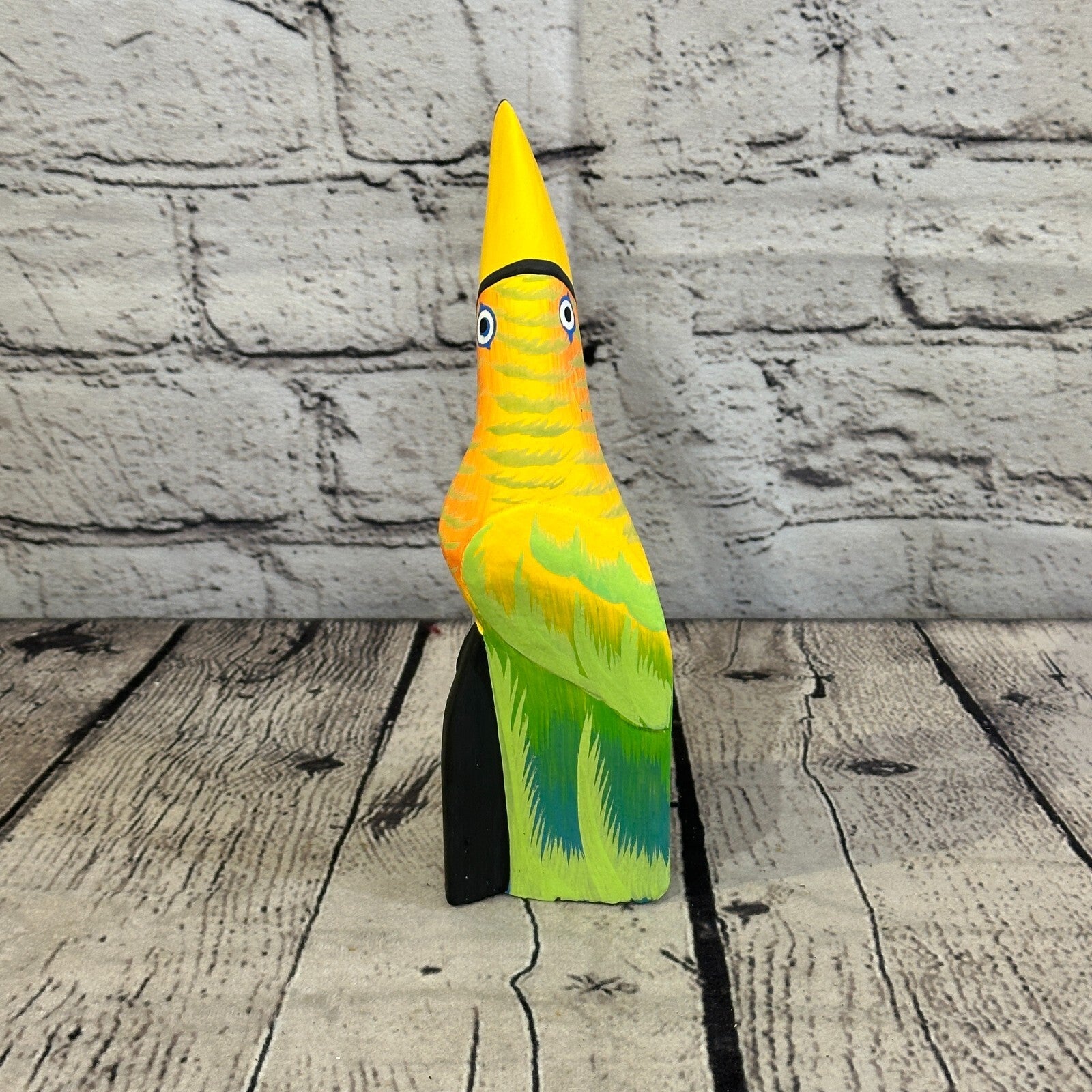 15cm Yellow Toucan Bird Ornament Statue Fair Trade Hand Made Carved Wood4