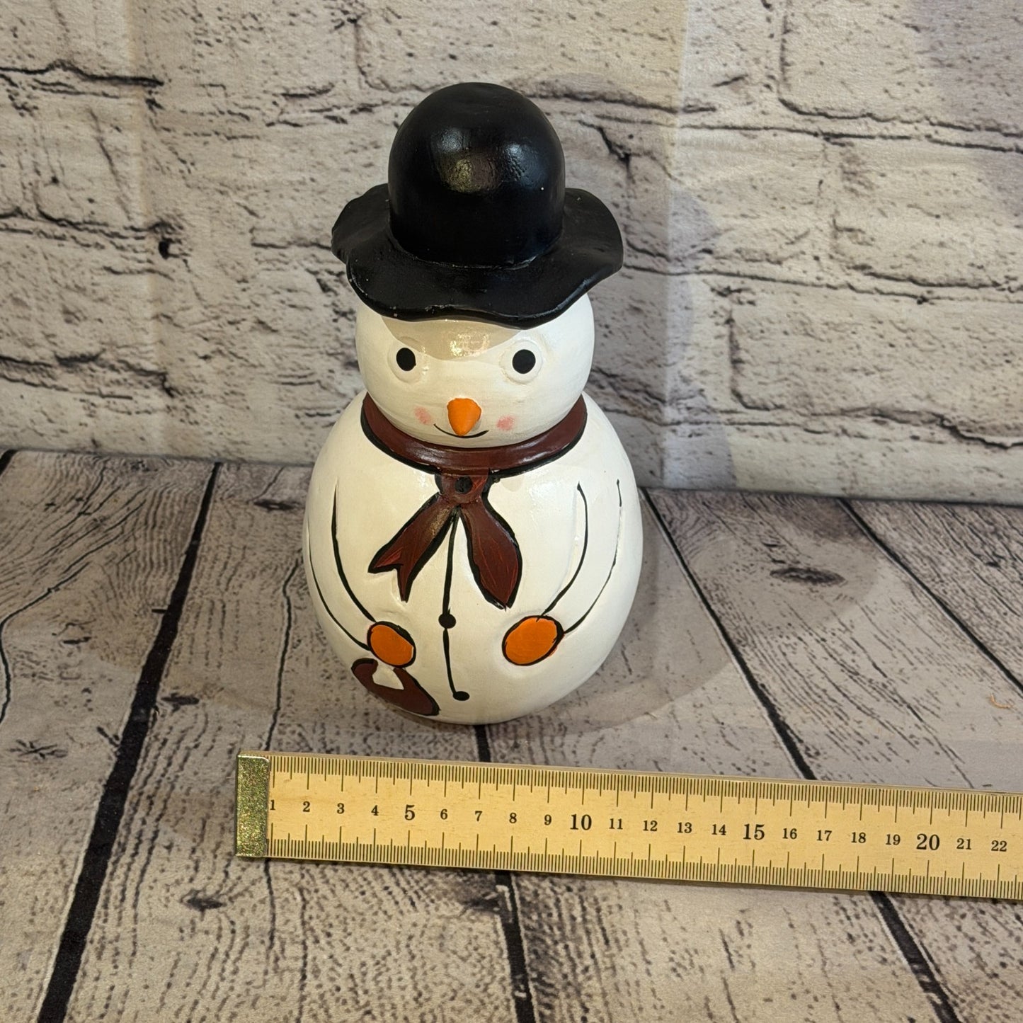 20cm x 12cm Black Top Hat Snowman Handcrafted Wood Xmas Christmas Ornament6