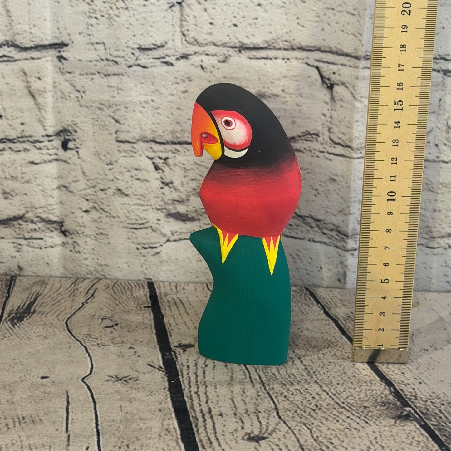 15cm Dark Red Parrot Bird Ornament Statue Fair Trade Hand Made Carved Wood5