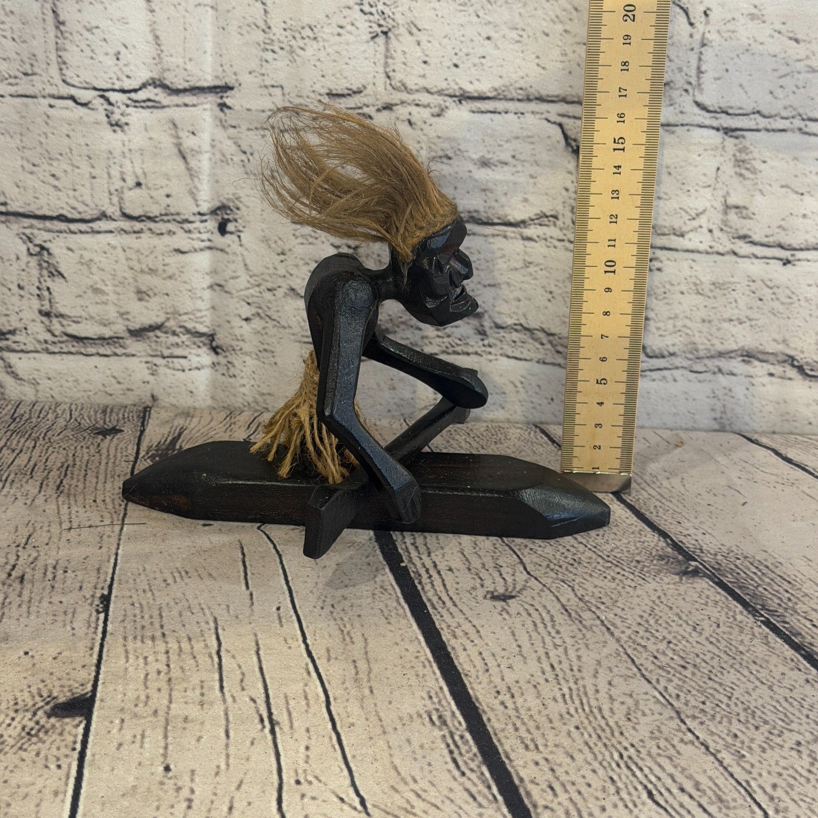 15cm Canoe Rider African Tribal Warrior Man Figure Statue Wood Hand Carved6