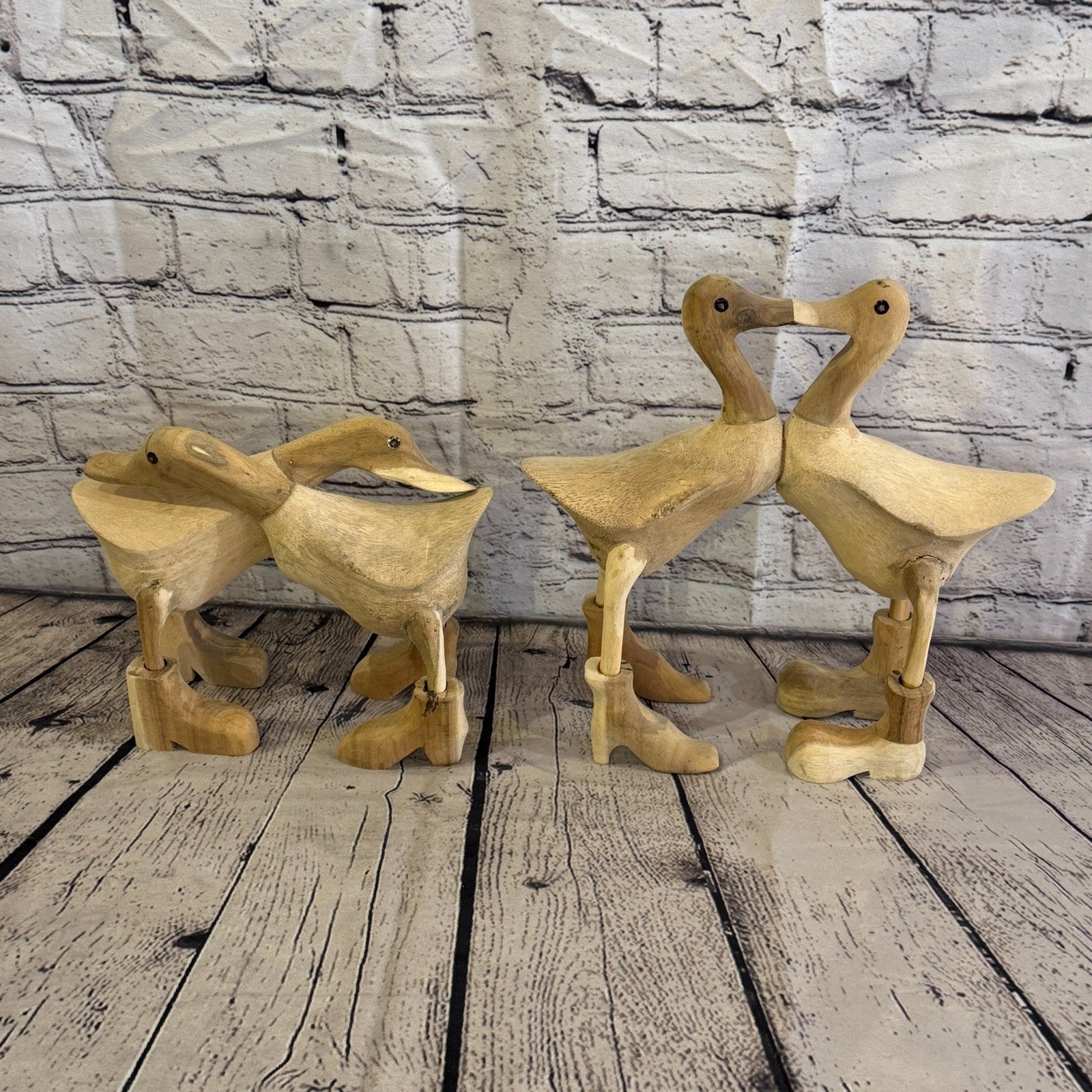 25cm x 20cm Wooden Hugging Duck Bamboo Root Romantic Vintage Rustic Funny Gift8