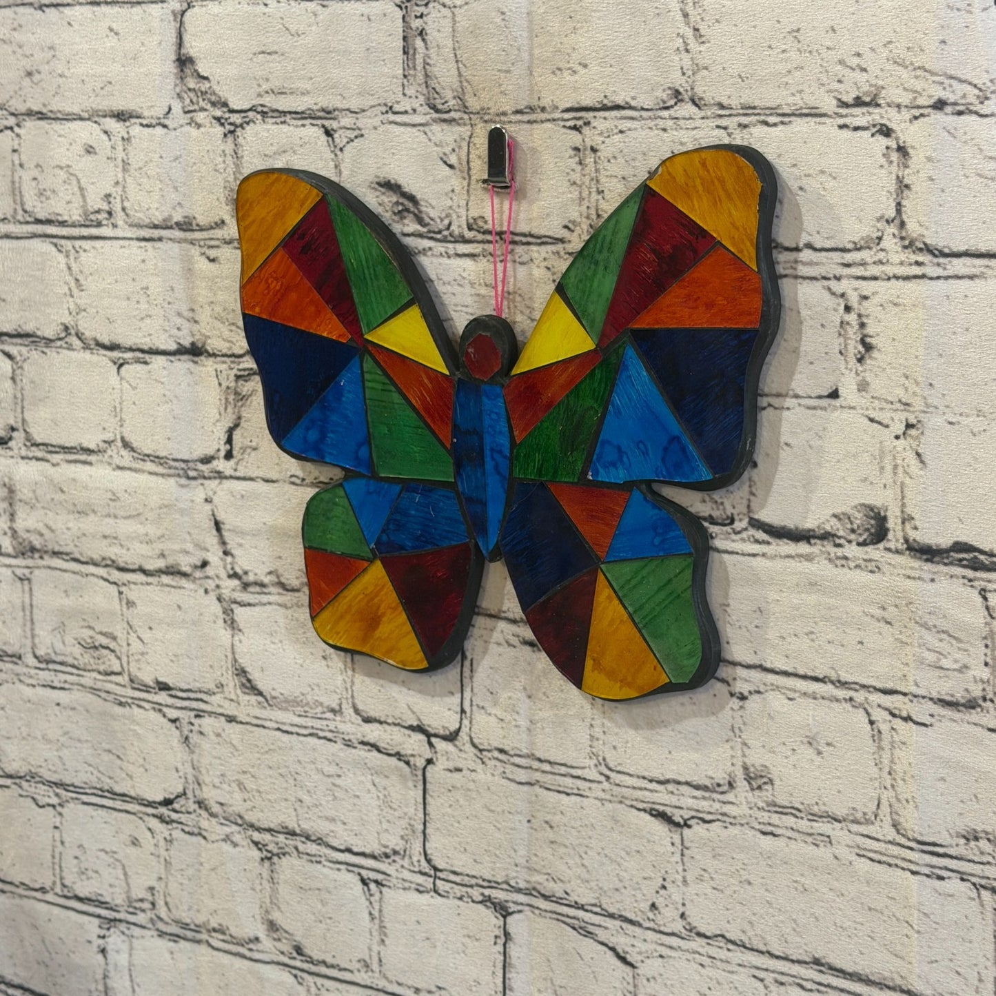 Rainbow Mulitcoloured Butterfly Mosaic Tile Wall Mirror 25cm x 20cm Handmade New1