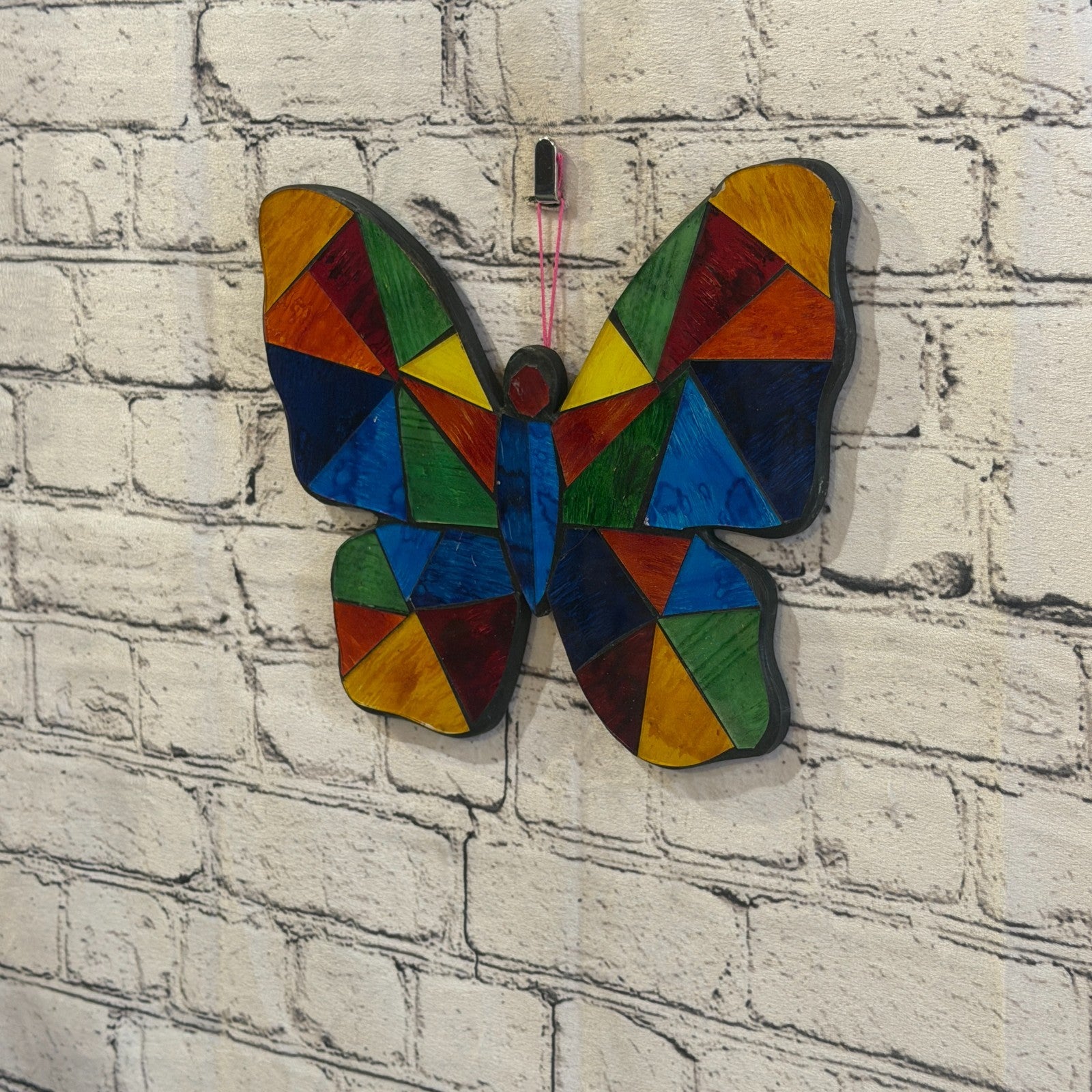 Rainbow Mulitcoloured Butterfly Mosaic Tile Wall Mirror 25cm x 20cm Handmade New1