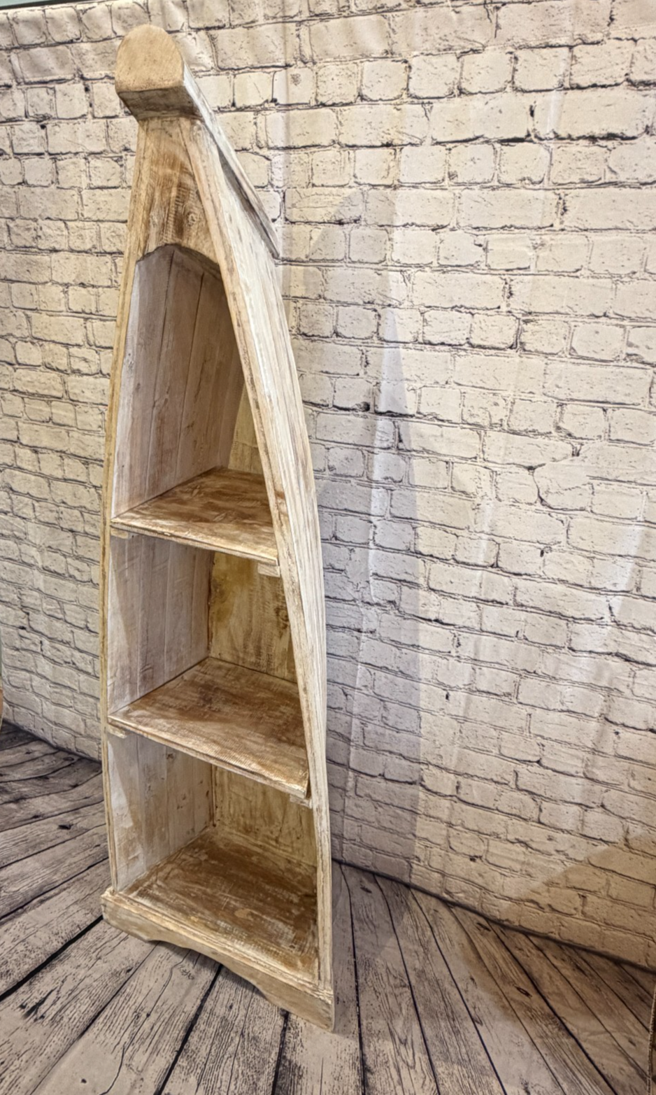 150cm x 45cm x 25cm White Boat Shelf Wooden Cabinet Living Storage Furniture2