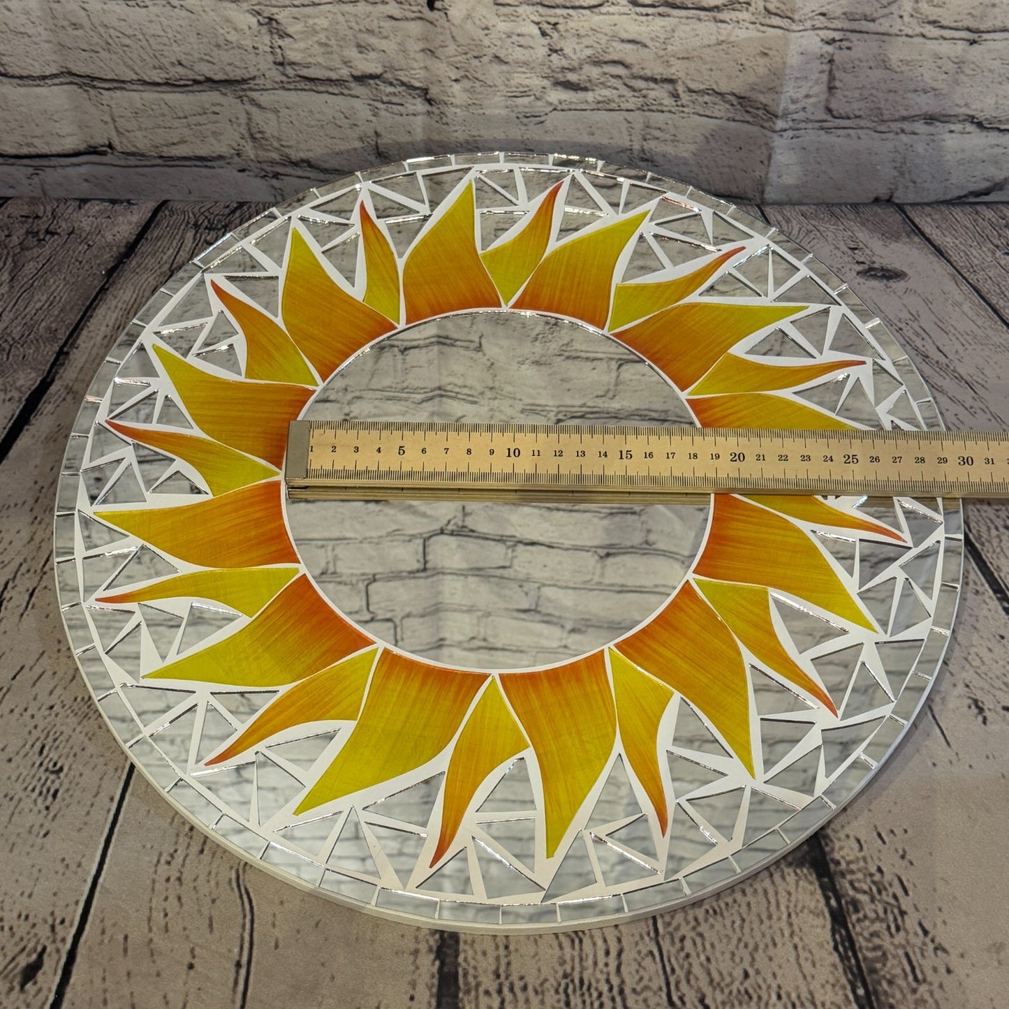 Orange Sun Flame Mosaic Tile Wall Mirror 40cm x 40cm 16 Inches Handmade5