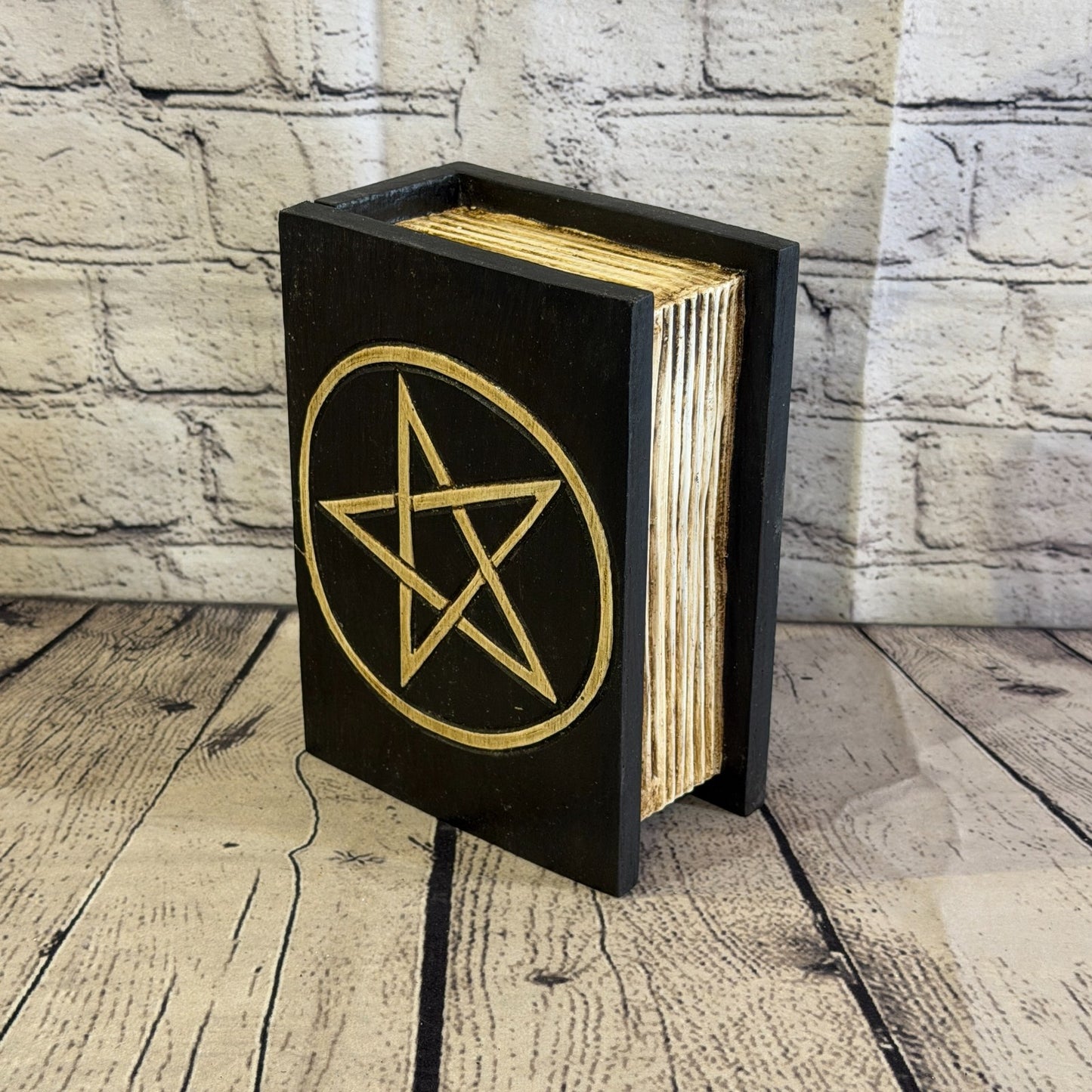 20cm x 12cm x 8cm Book Wood Gothic Pentagram Skull Coffin Jewellery Trinket Box0